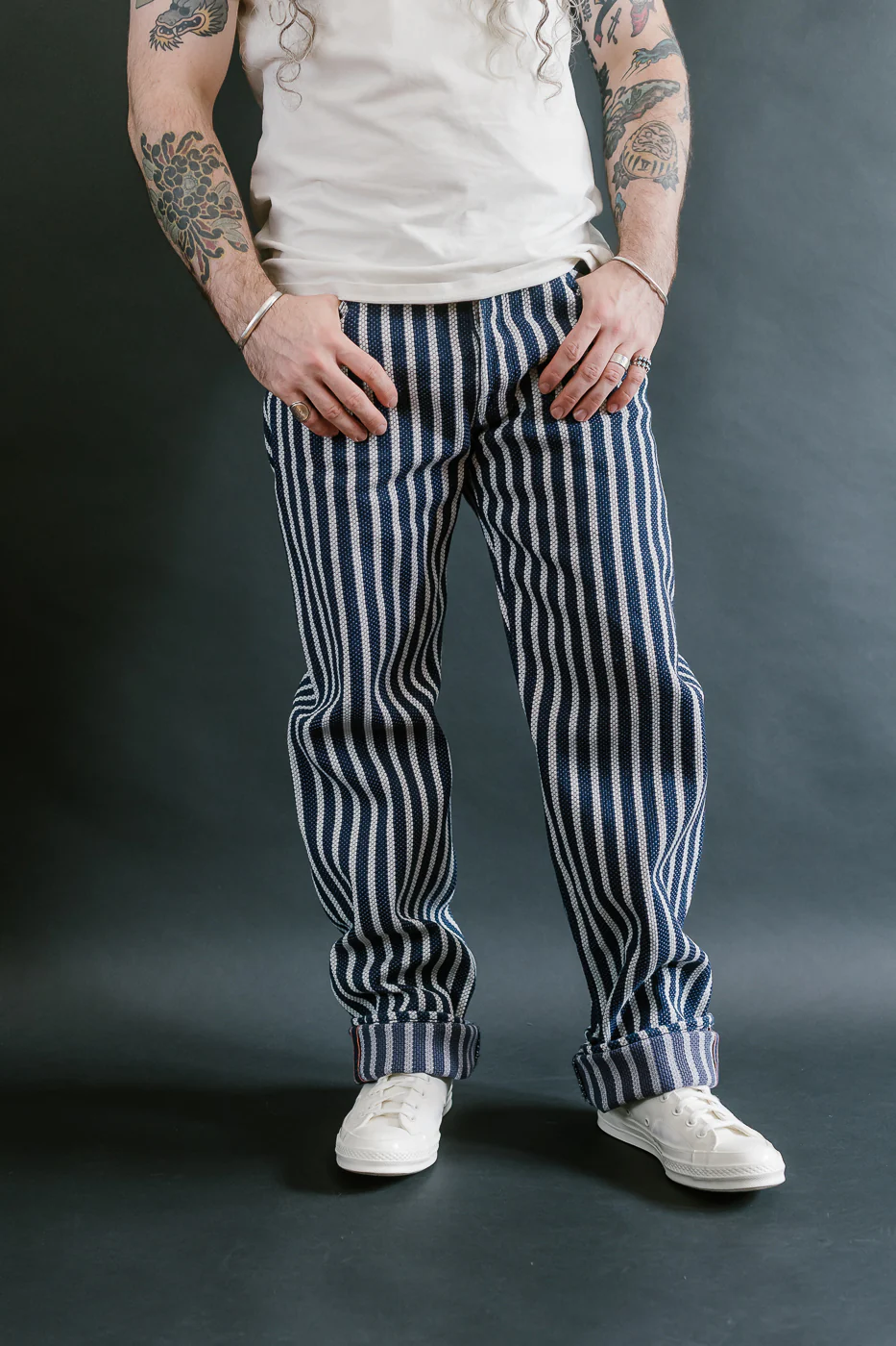 14.5oz Double-Yarn Stripe Sashiko Selvedge Jeans - Heritage Straight - Image 10