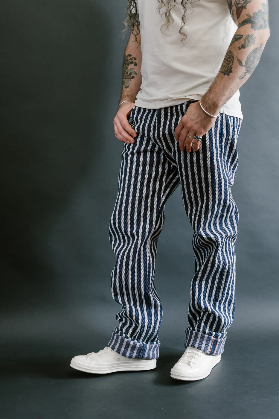 14.5oz Double-Yarn Stripe Sashiko Selvedge Jeans - Heritage Straight - Image 11