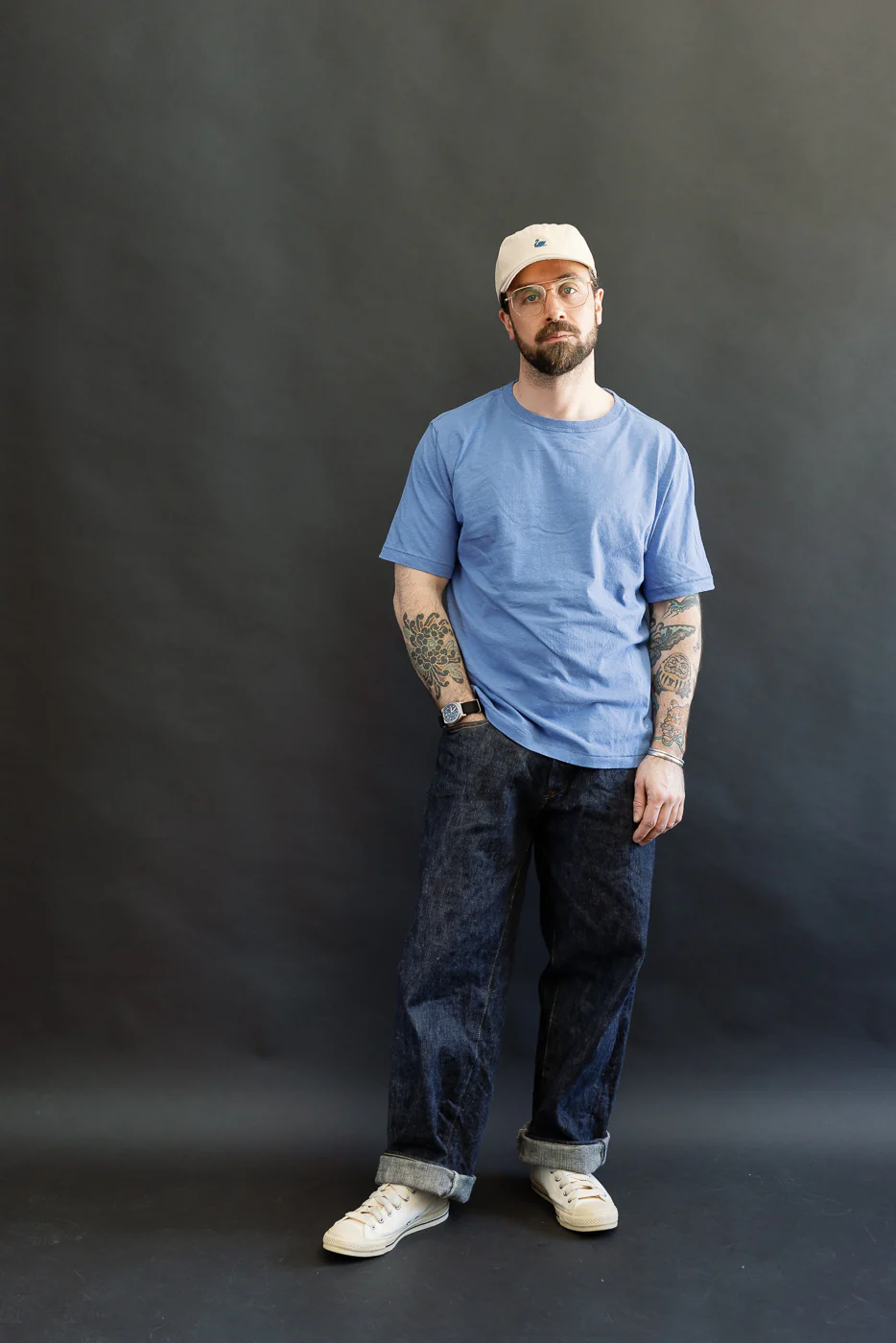 HPT01.663 - 4.6oz Cotton Hemp T-Shirt, All Plant Based - Faded Blue - Image 6