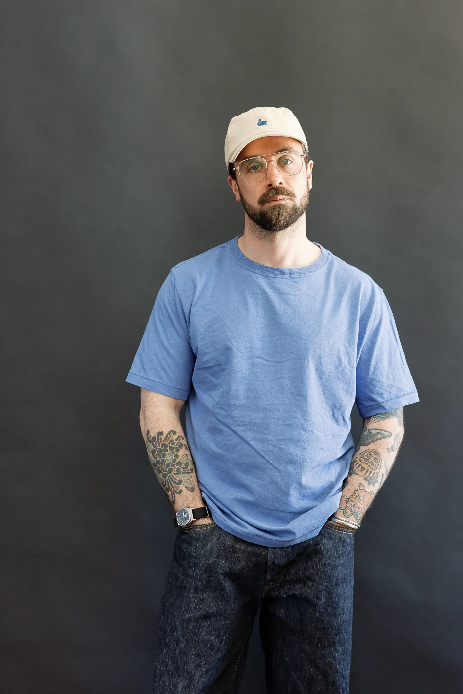 HPT01.663 - 4.6oz Cotton Hemp T-Shirt, All Plant Based - Faded Blue - Image 9