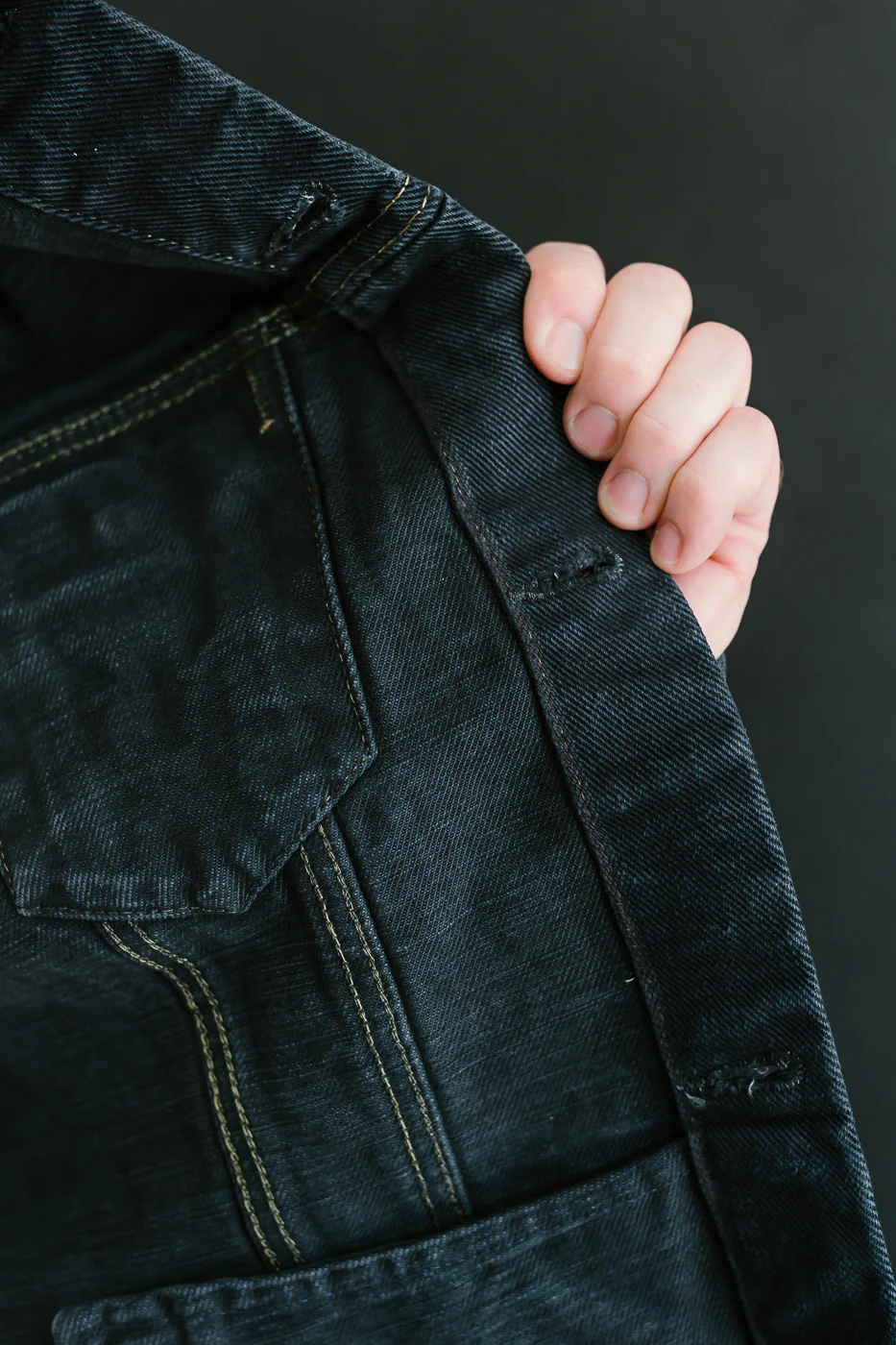 IH-526Lod - 19oz Left-Hand Twill Selvedge Denim Type III Jacket -  Indigo Overdyed Black - Image 23
