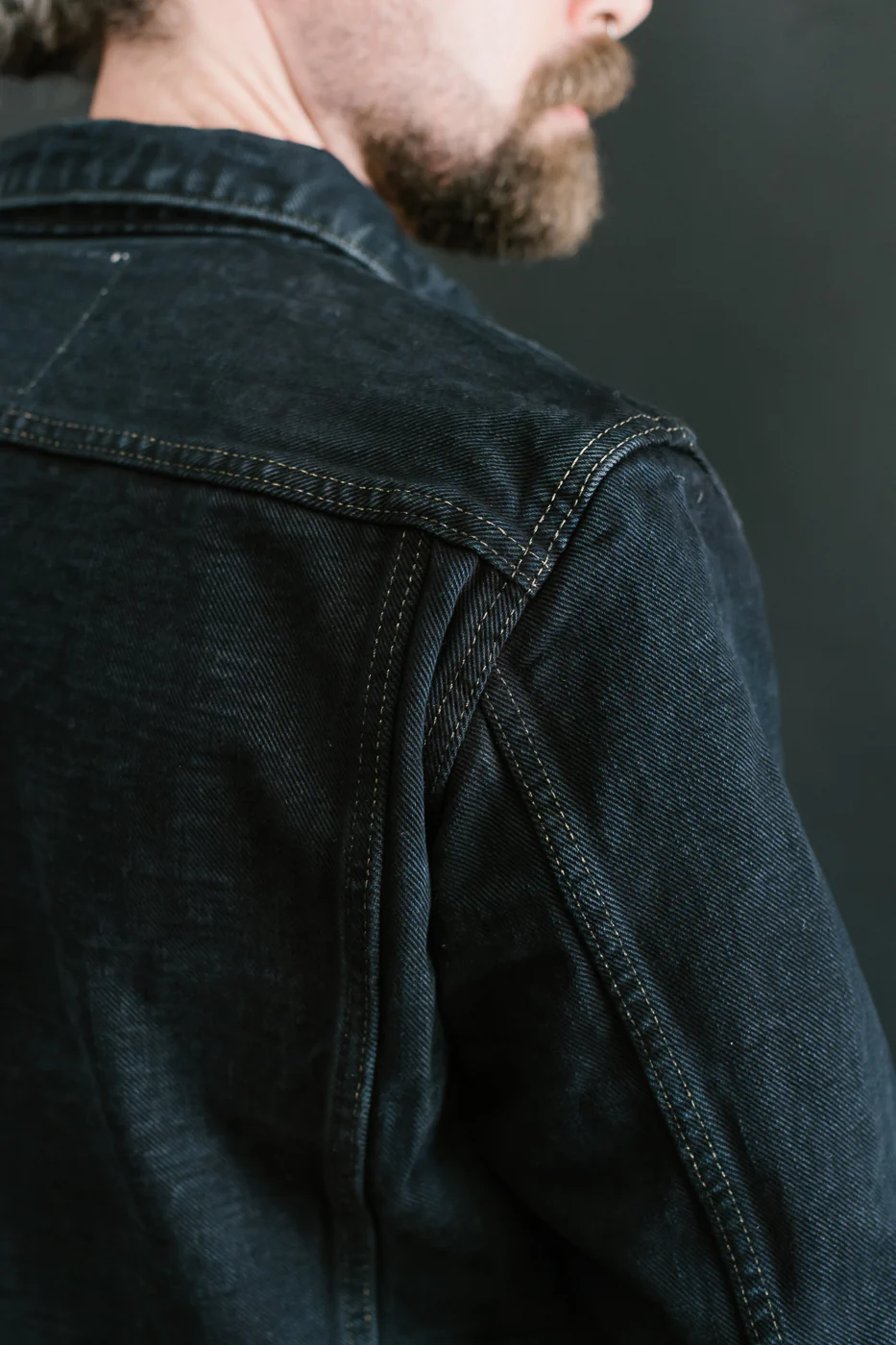 IH-526Lod - 19oz Left-Hand Twill Selvedge Denim Type III Jacket -  Indigo Overdyed Black - Image 24