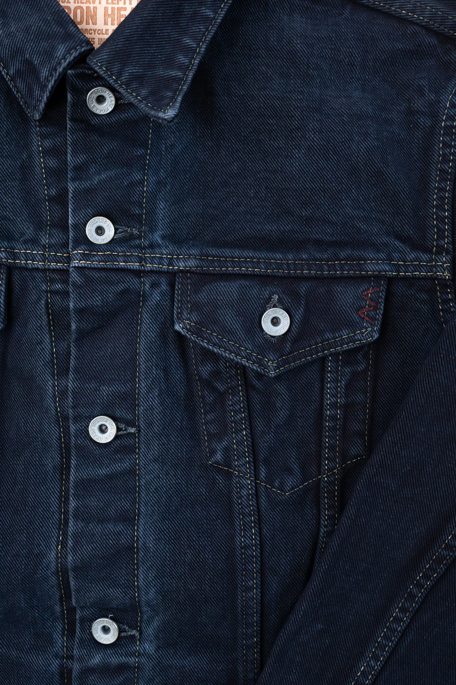 IH-526Lod - 19oz Left-Hand Twill Selvedge Denim Type III Jacket -  Indigo Overdyed Black - Image 3