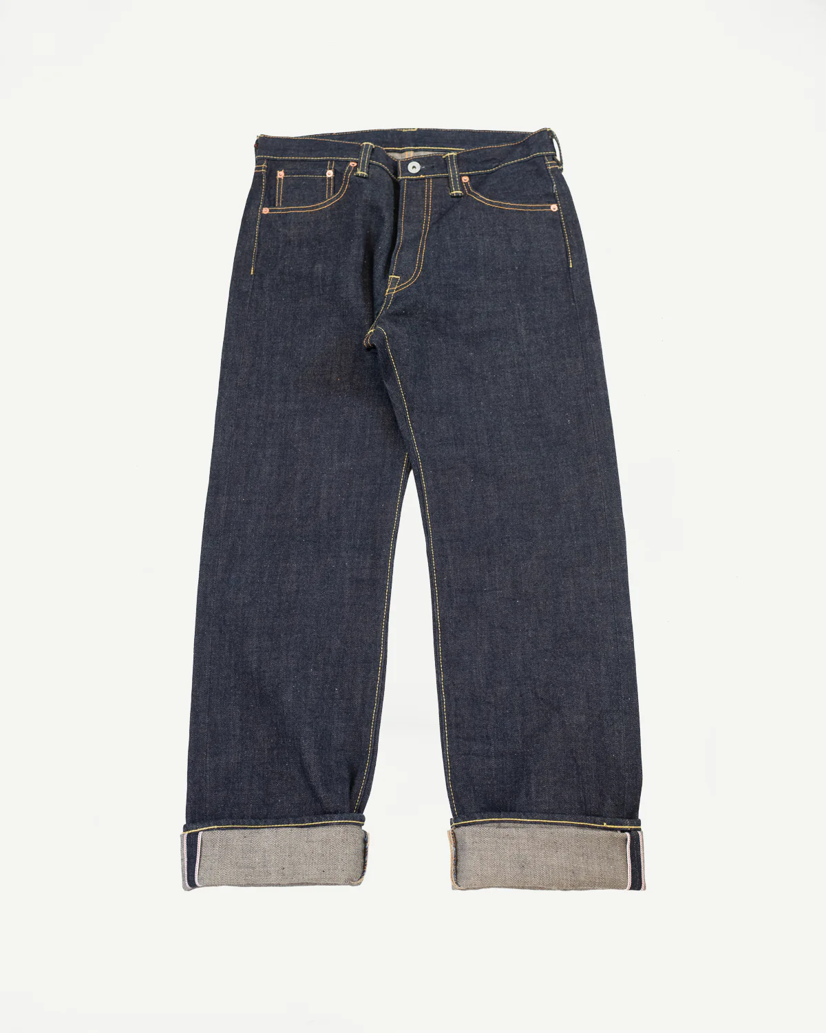 IH-634N - 17oz Selvedge Denim Straight Cut Jeans - Natural Indigo