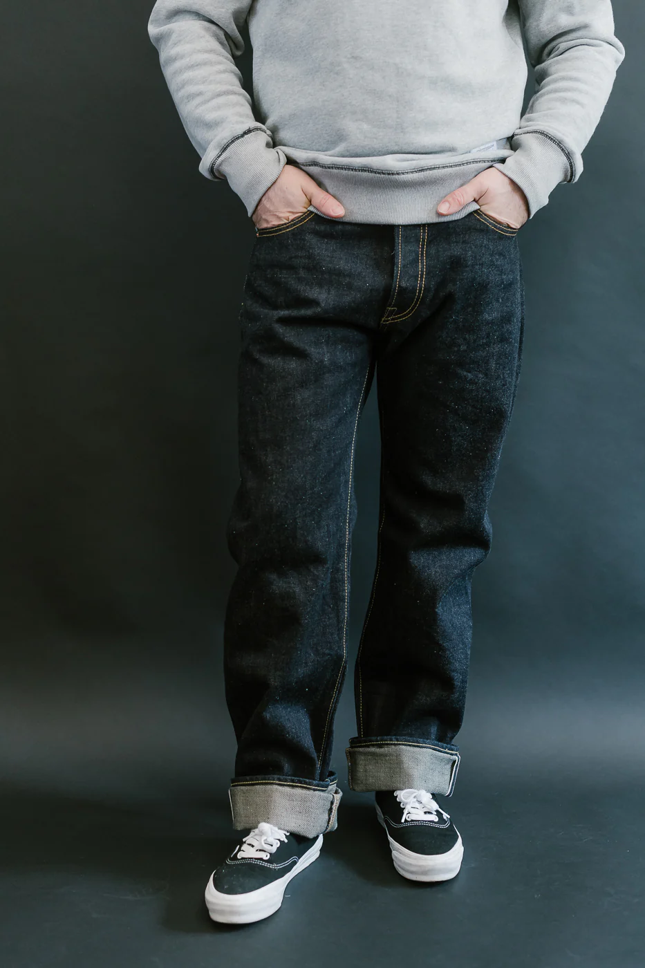IH-634N - 17oz Selvedge Denim Straight Cut Jeans - Natural Indigo - Image 10