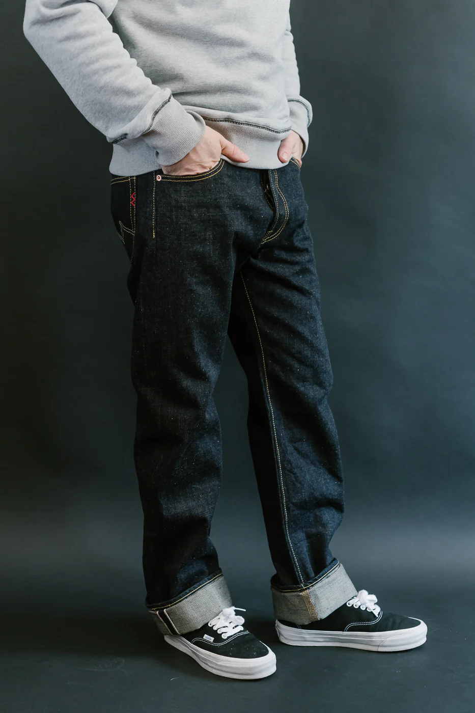 IH-634N - 17oz Selvedge Denim Straight Cut Jeans - Natural Indigo - Image 11