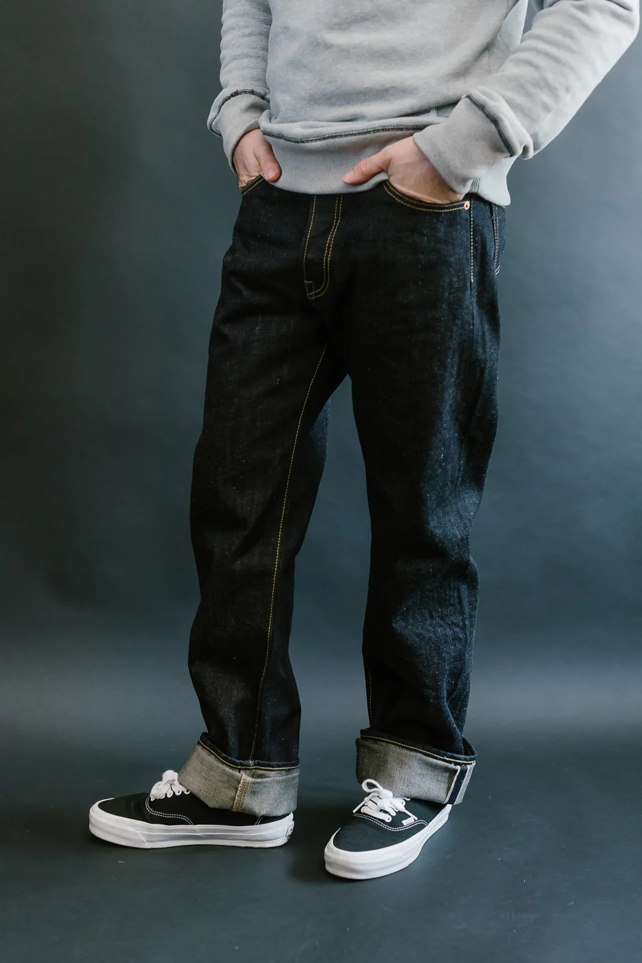 IH-634N - 17oz Selvedge Denim Straight Cut Jeans - Natural Indigo - Image 15