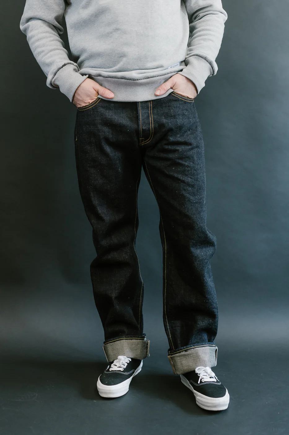 IH-634N - 17oz Selvedge Denim Straight Cut Jeans - Natural Indigo - Image 16