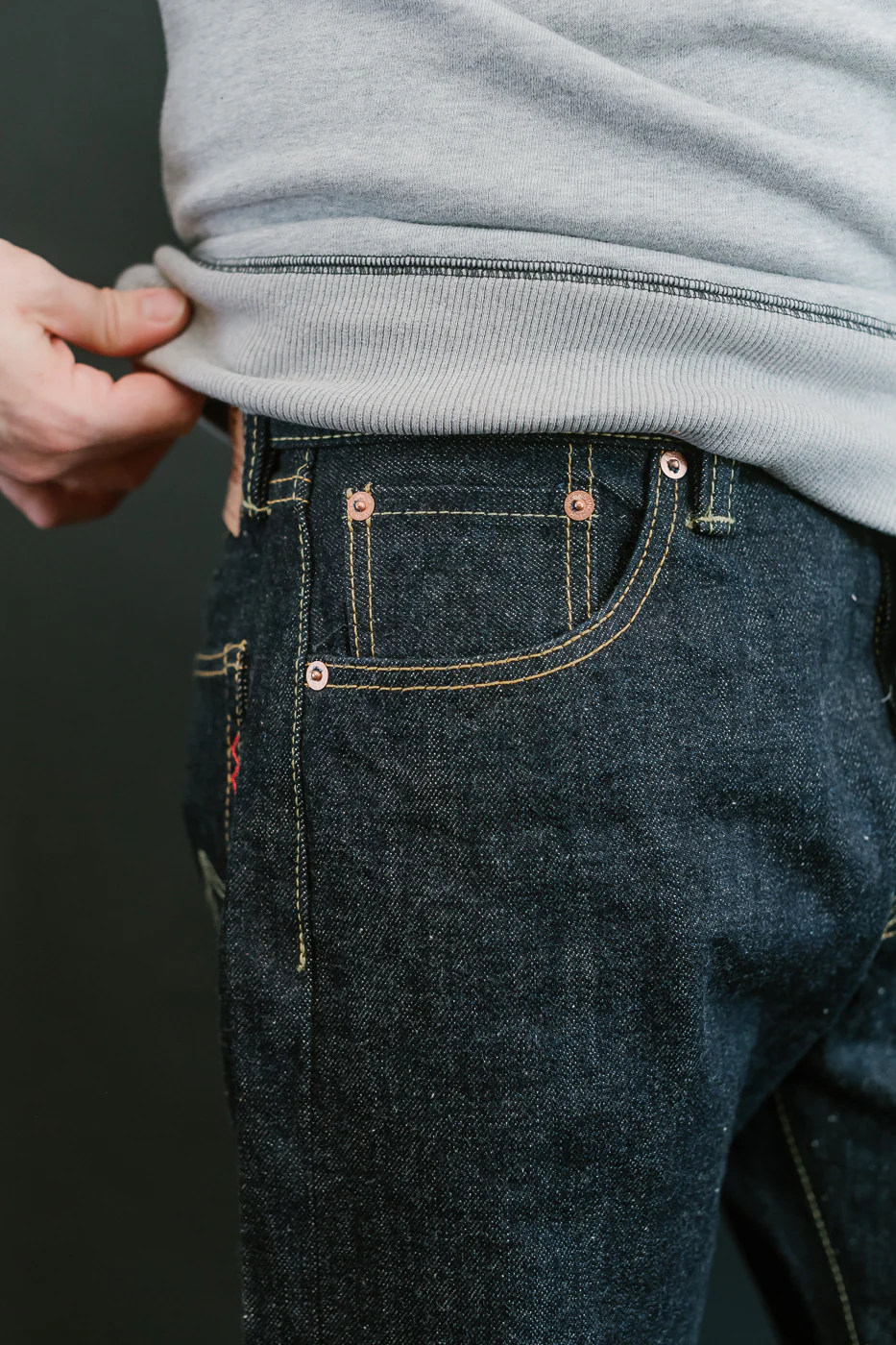 IH-634N - 17oz Selvedge Denim Straight Cut Jeans - Natural Indigo - Image 18