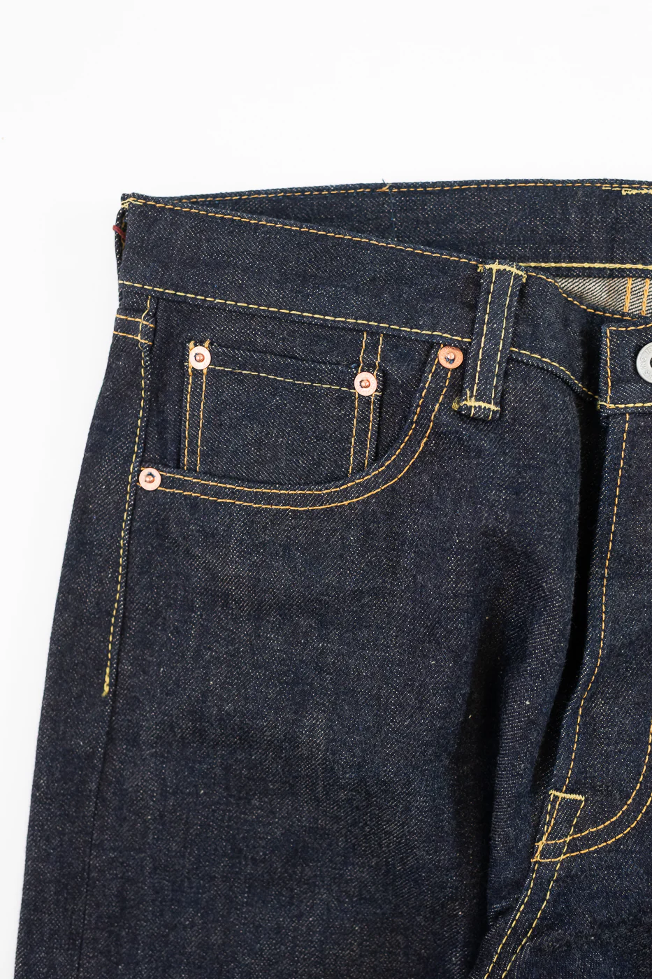 IH-634N - 17oz Selvedge Denim Straight Cut Jeans - Natural Indigo - Image 4