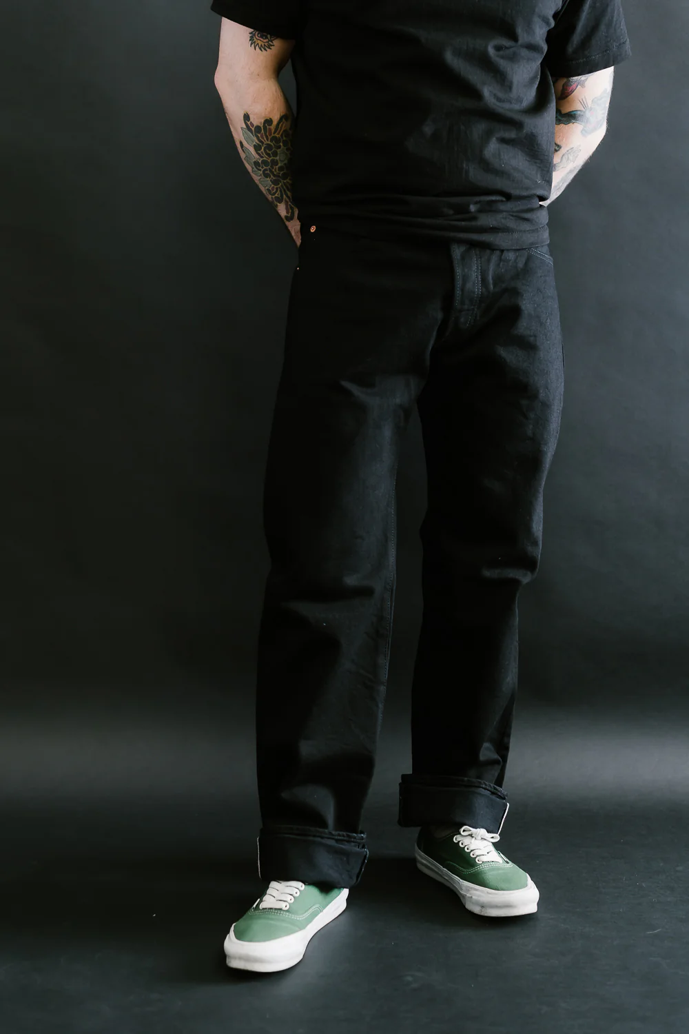 IH-634S-142bb - 14oz Selvedge Denim Straight Cut Jeans - Black/Black - Image 10