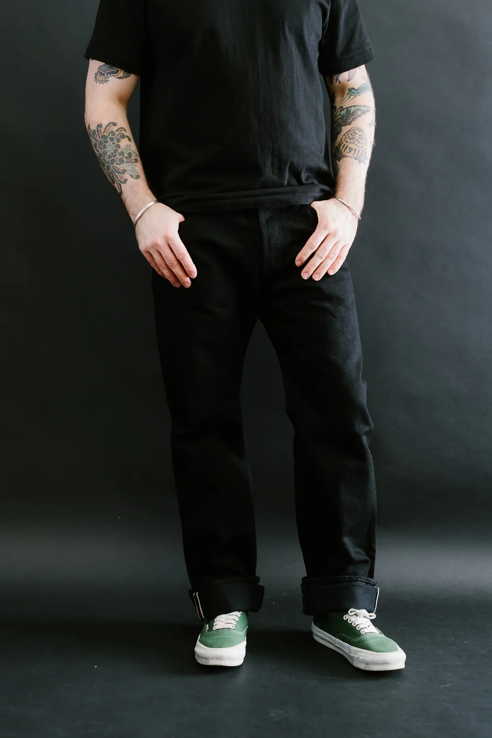 IH-634S-142bb - 14oz Selvedge Denim Straight Cut Jeans - Black/Black - Image 11