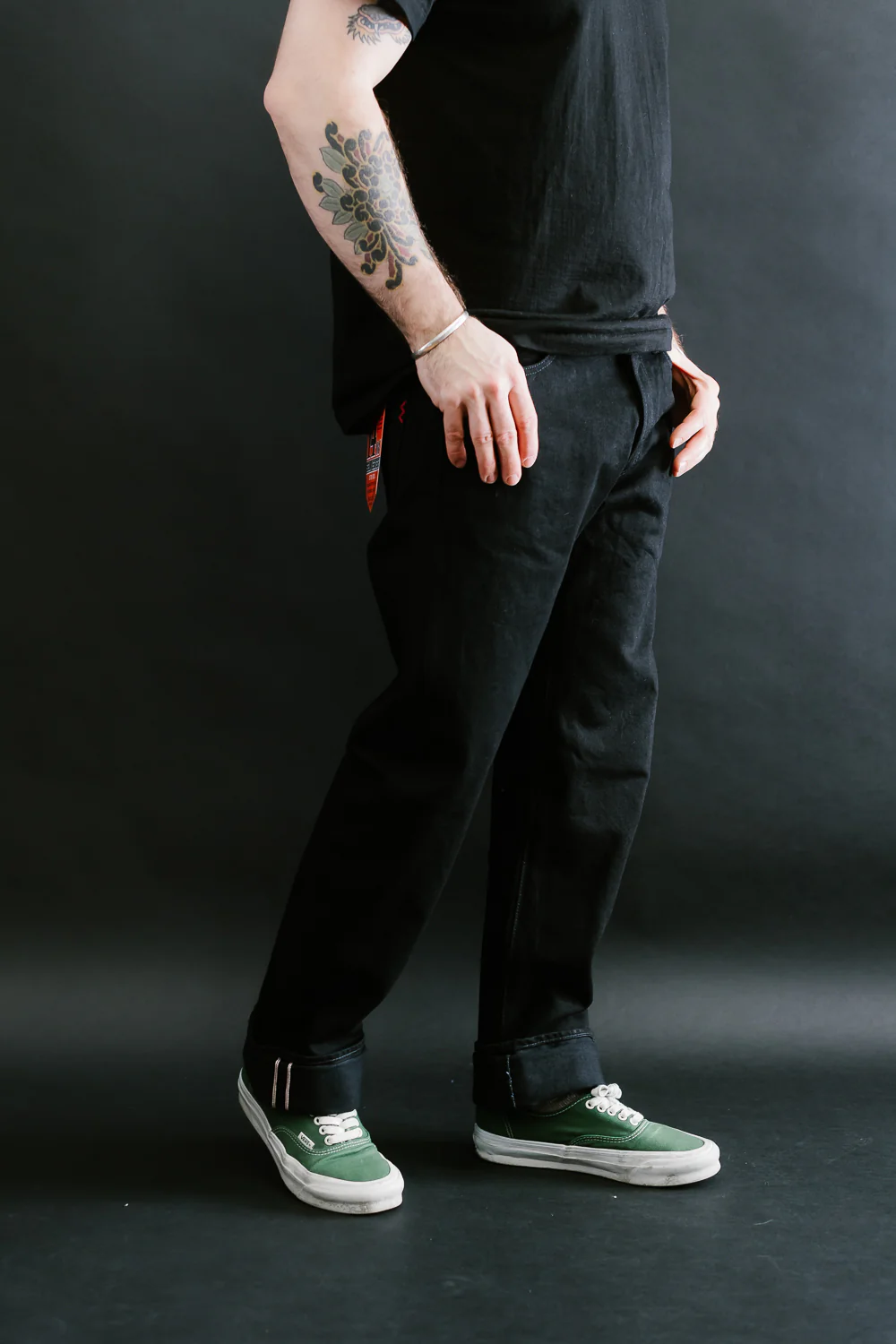 IH-634S-142bb - 14oz Selvedge Denim Straight Cut Jeans - Black/Black - Image 12