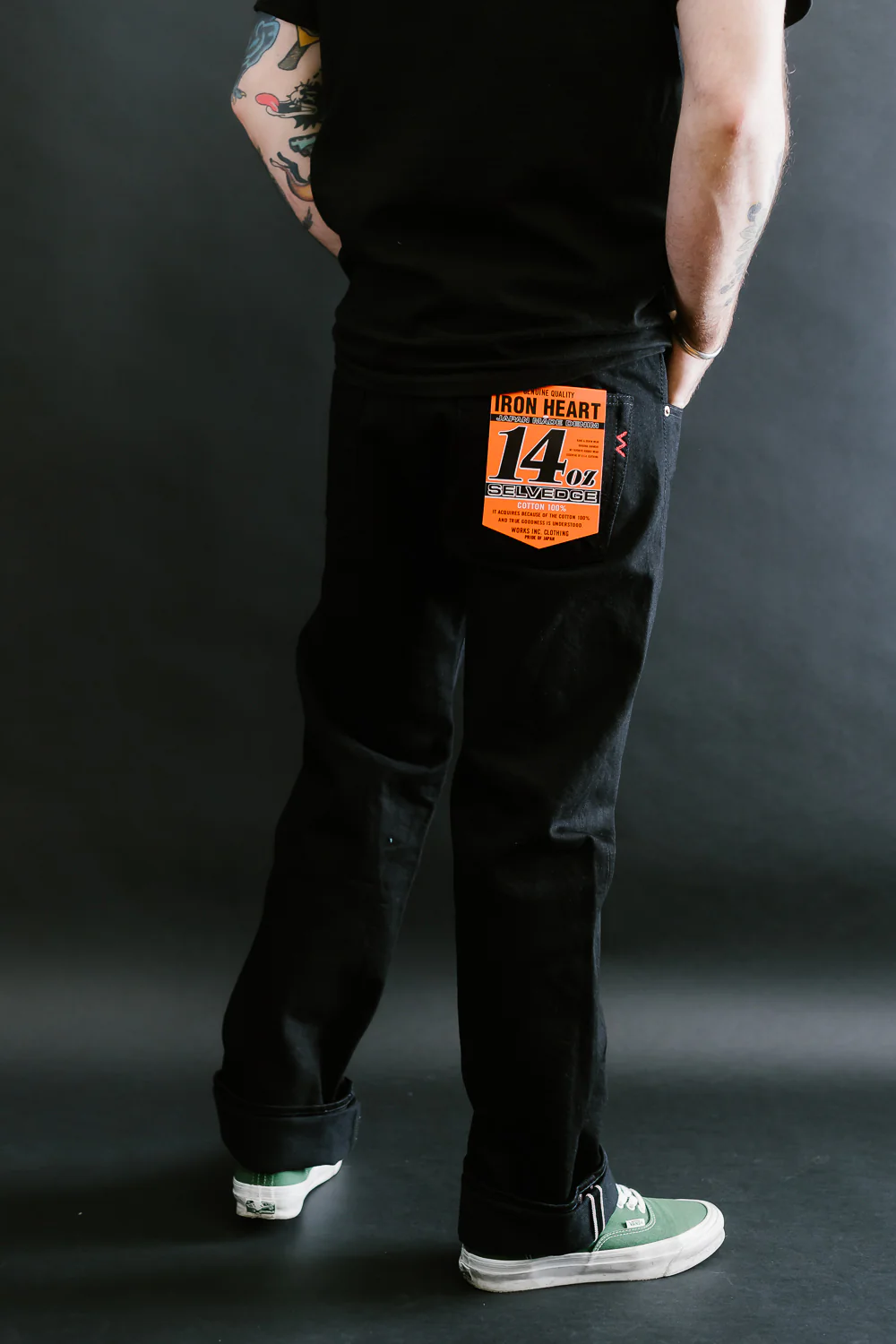 IH-634S-142bb - 14oz Selvedge Denim Straight Cut Jeans - Black/Black - Image 13