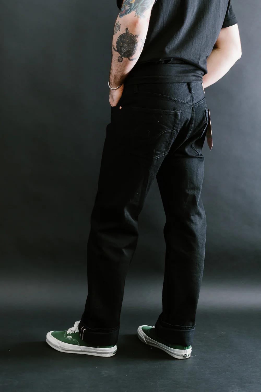 IH-634S-142bb - 14oz Selvedge Denim Straight Cut Jeans - Black/Black - Image 14