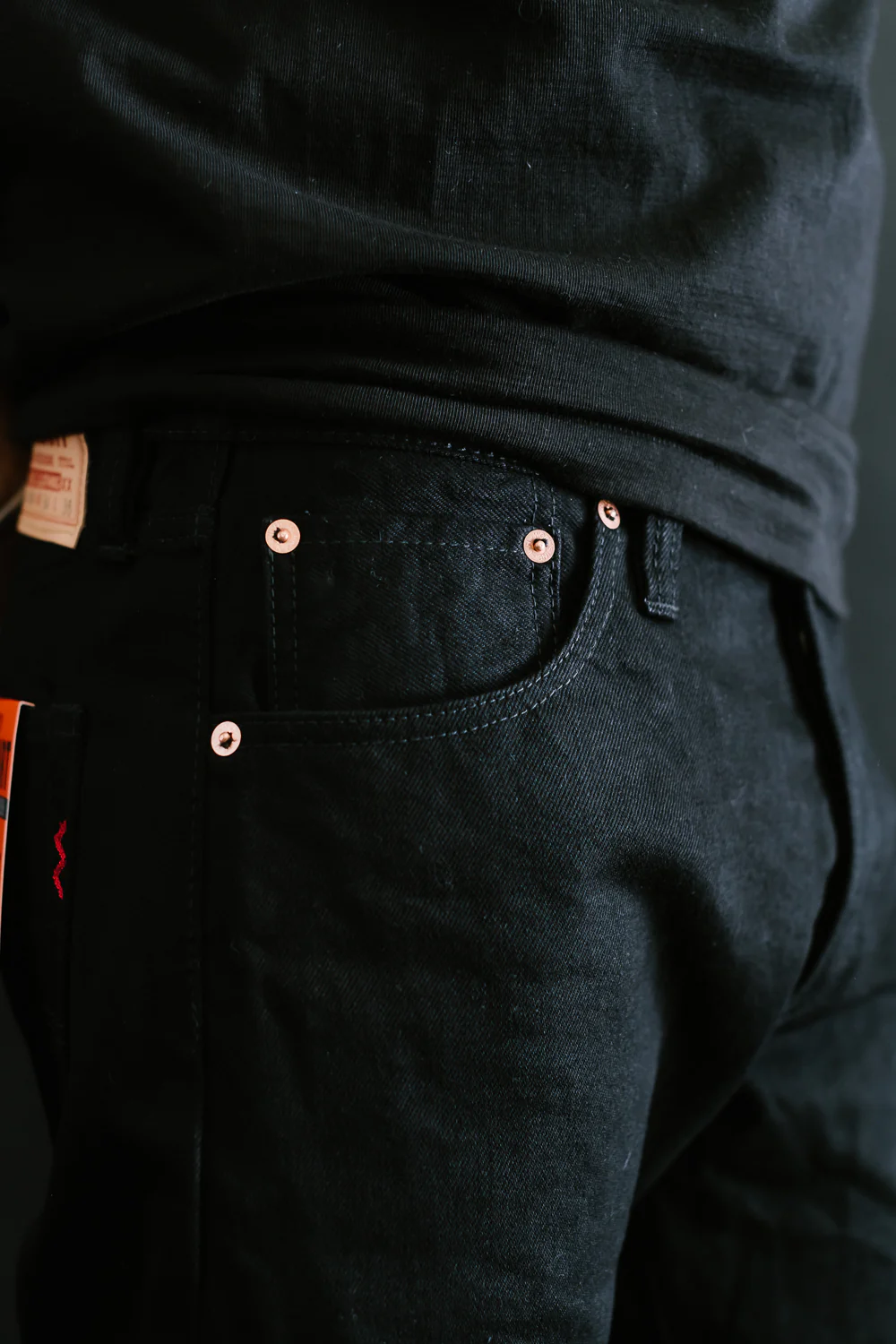 IH-634S-142bb - 14oz Selvedge Denim Straight Cut Jeans - Black/Black - Image 19