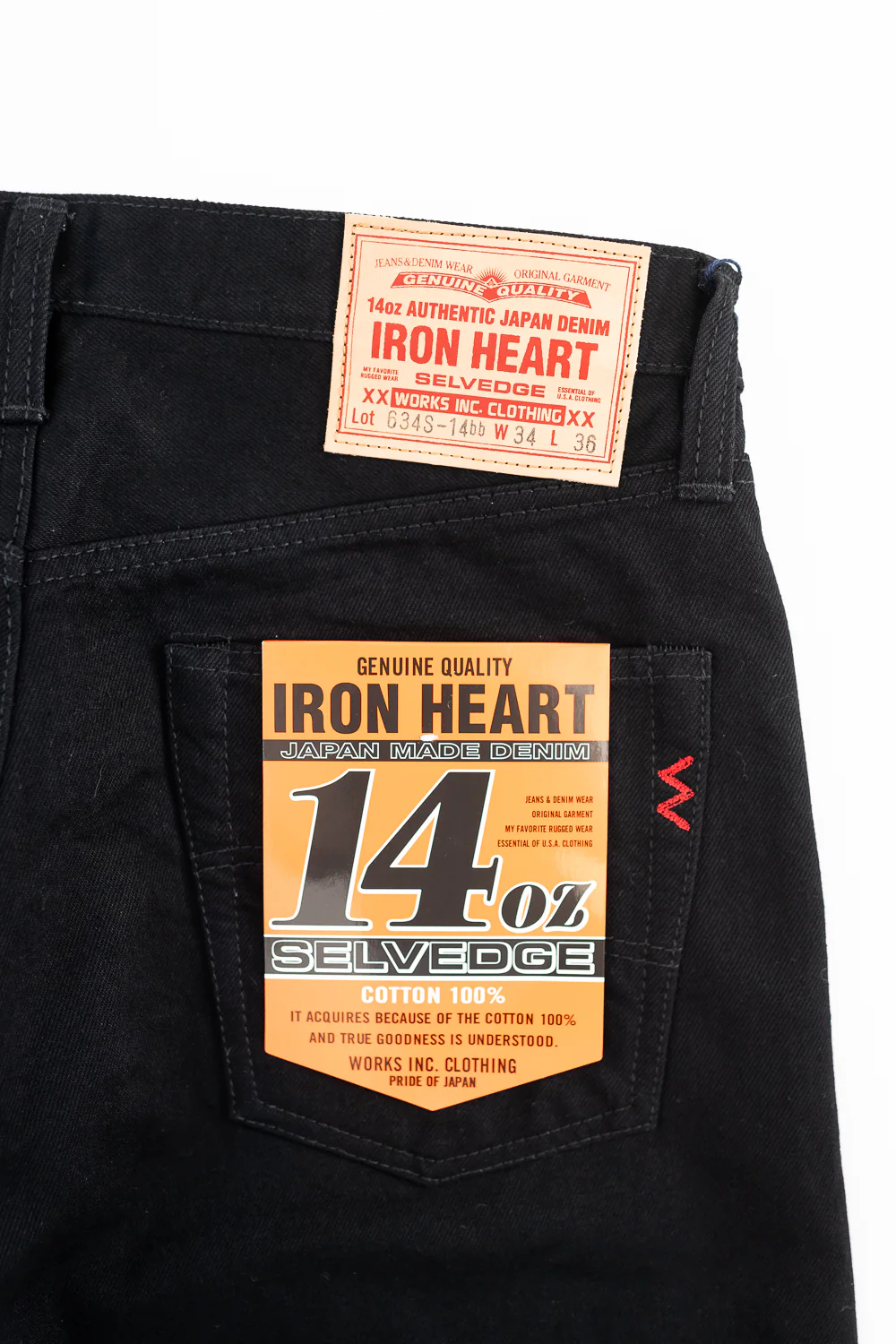 IH-634S-142bb - 14oz Selvedge Denim Straight Cut Jeans - Black/Black - Image 2