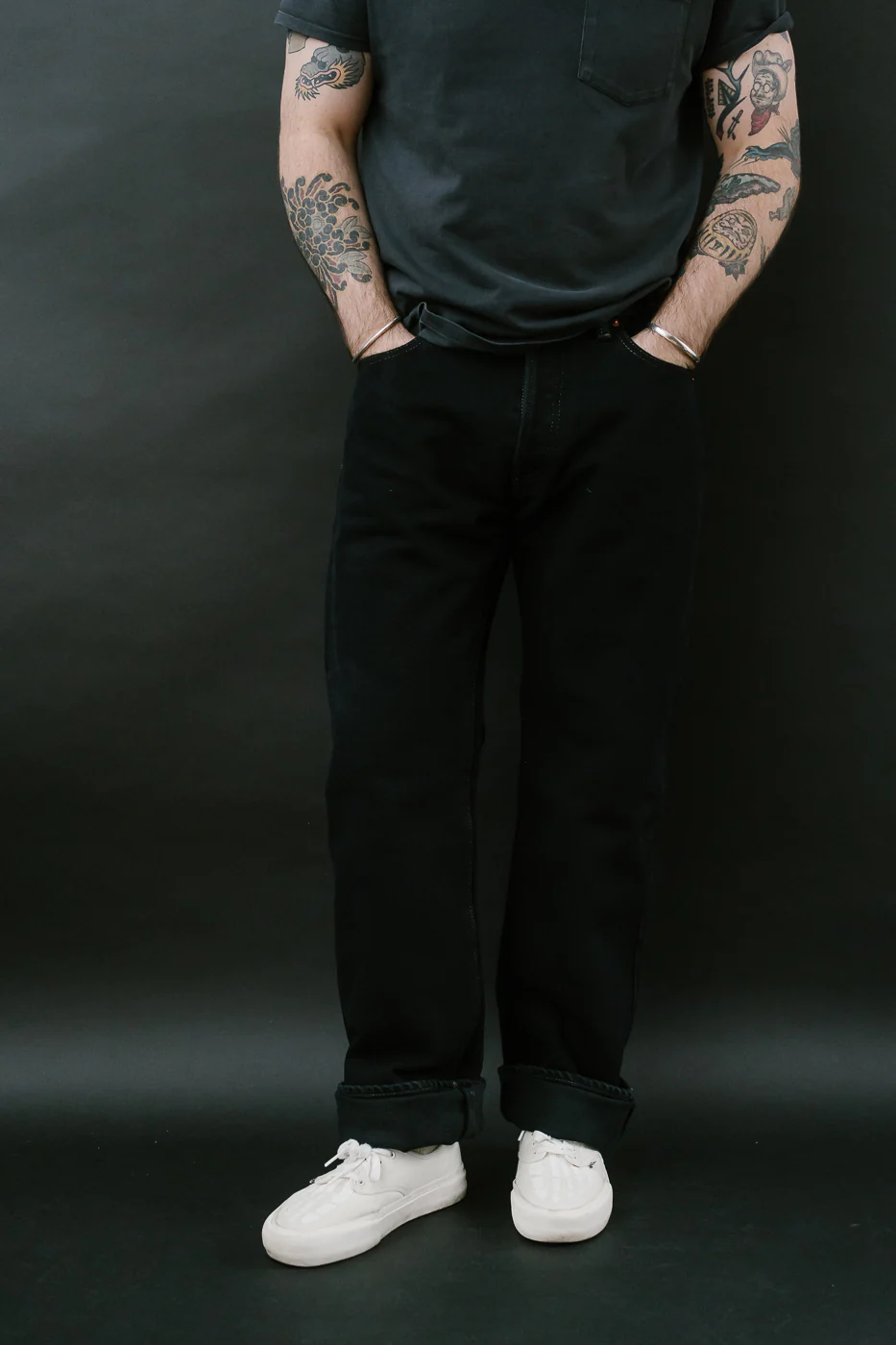 IH-634S-B - 21oz Selvedge Denim Straight Cut Jeans - Indigo Overdyed Black - Image 10