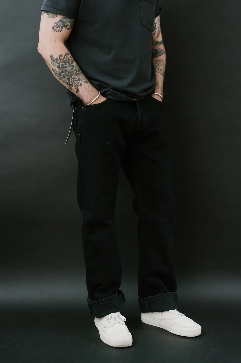 IH-634S-B - 21oz Selvedge Denim Straight Cut Jeans - Indigo Overdyed Black - Image 11
