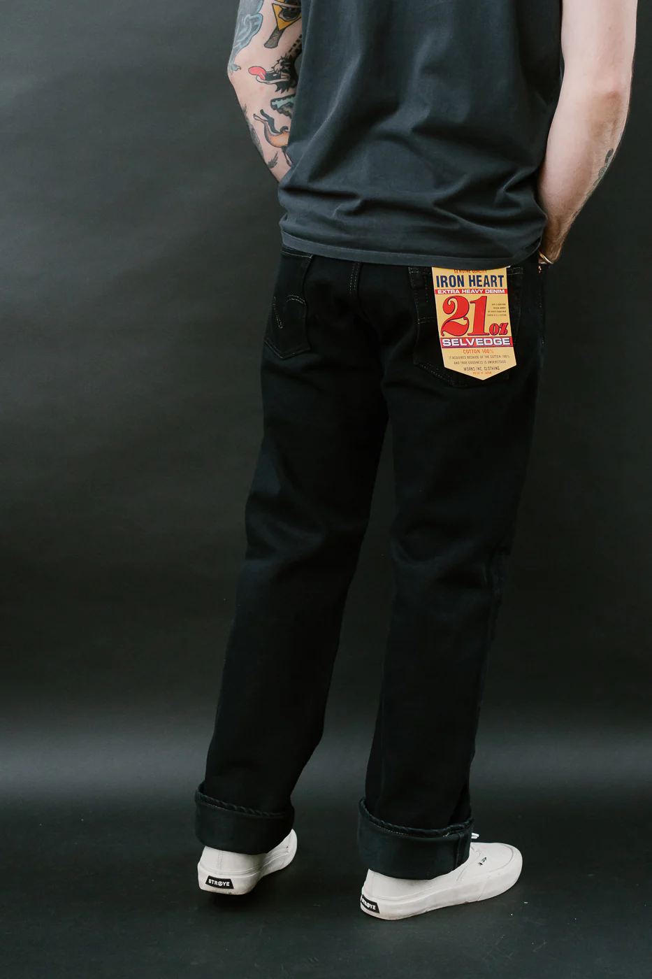 IH-634S-B - 21oz Selvedge Denim Straight Cut Jeans - Indigo Overdyed Black - Image 13