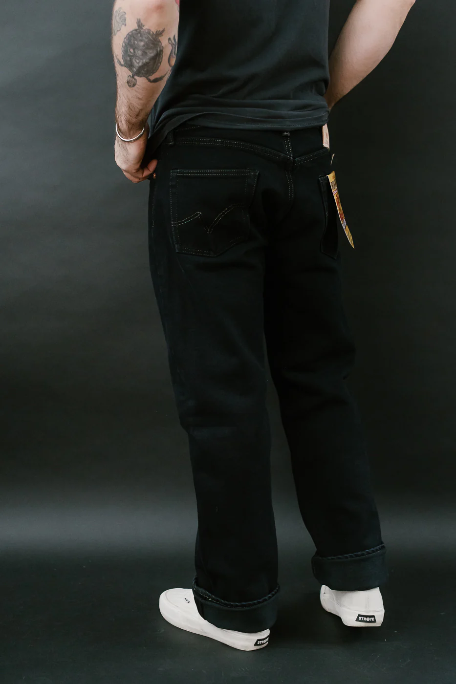IH-634S-B - 21oz Selvedge Denim Straight Cut Jeans - Indigo Overdyed Black - Image 14