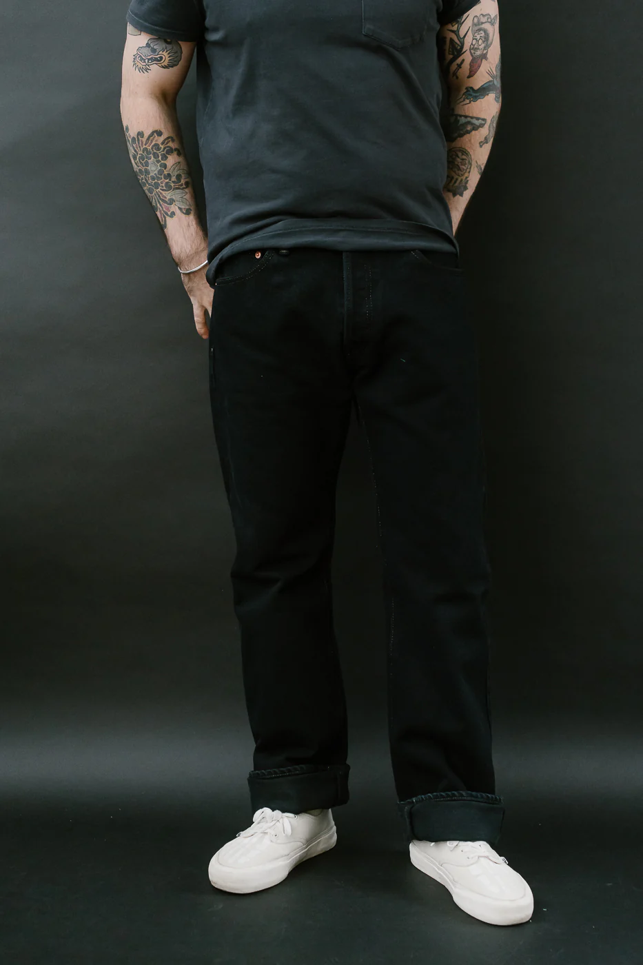 IH-634S-B - 21oz Selvedge Denim Straight Cut Jeans - Indigo Overdyed Black - Image 16