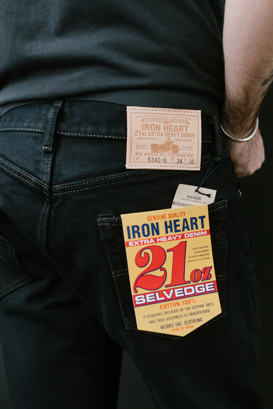 IH-634S-B - 21oz Selvedge Denim Straight Cut Jeans - Indigo Overdyed Black - Image 19