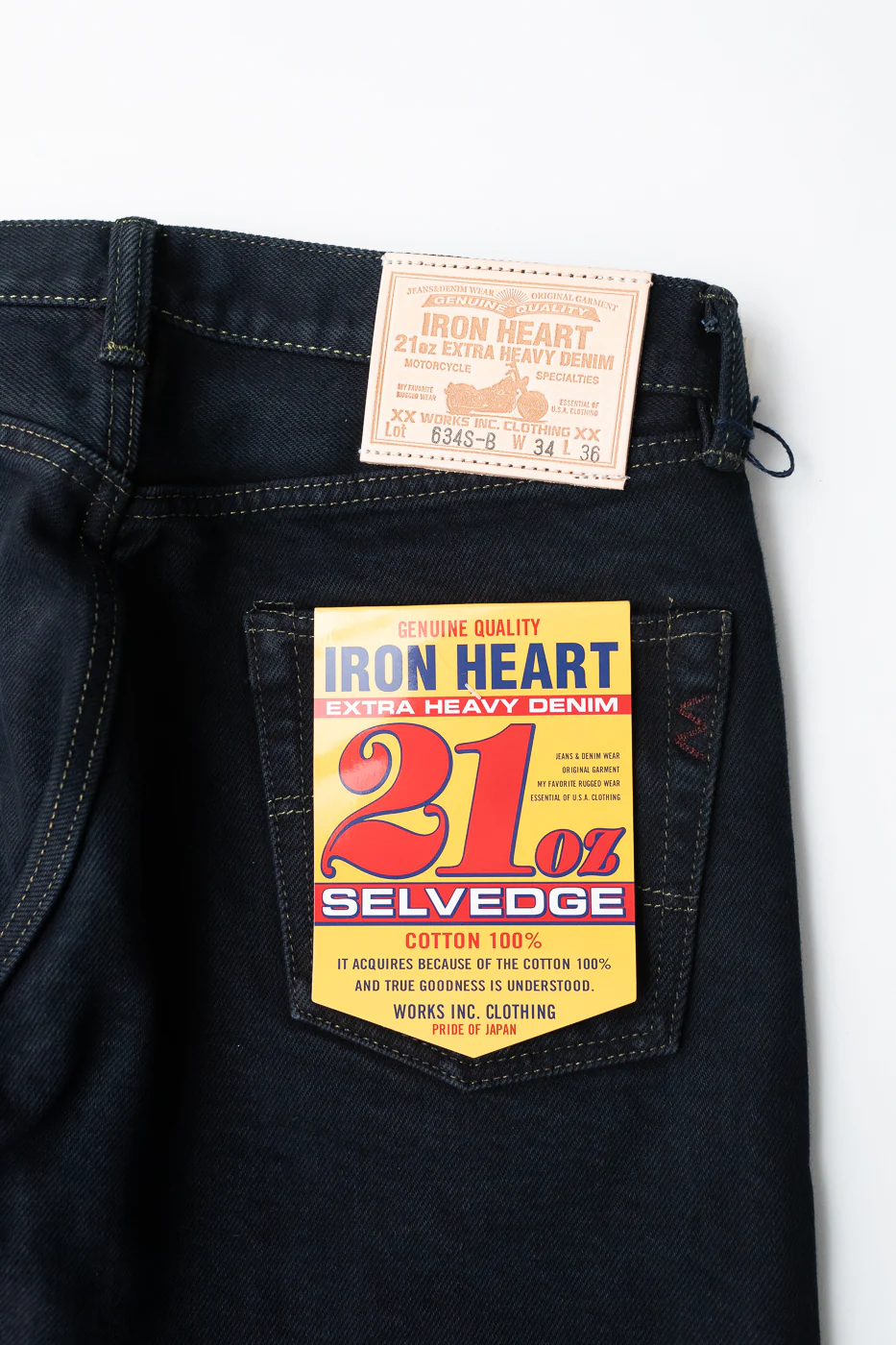 IH-634S-B - 21oz Selvedge Denim Straight Cut Jeans - Indigo Overdyed Black - Image 2