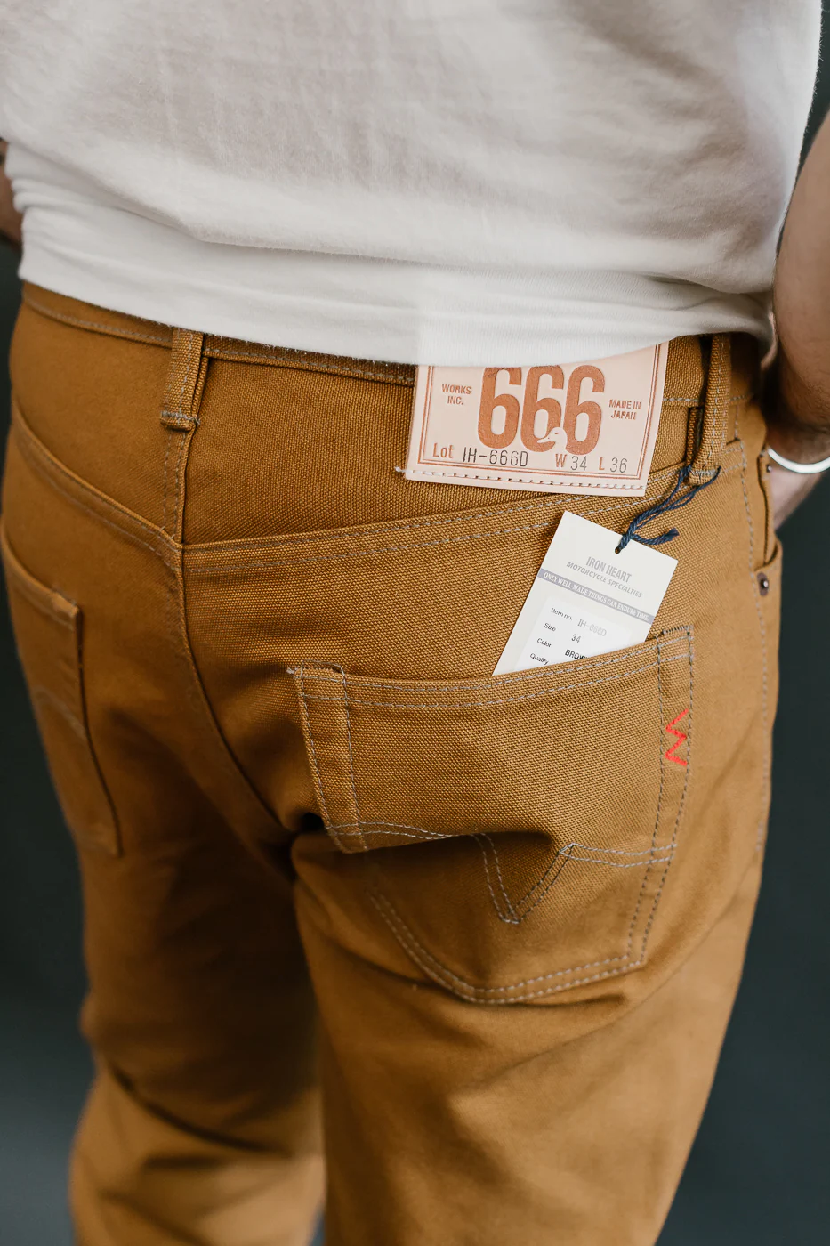 IH-666D - 17oz Duck Slim Straight Cut Jeans - Brown - Image 19