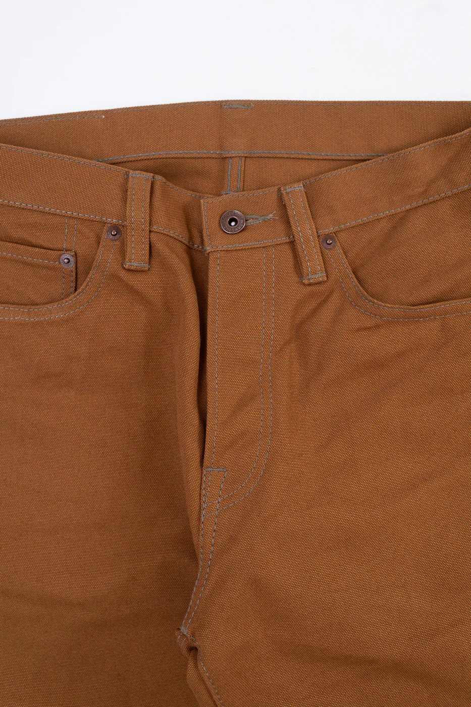 IH-666D - 17oz Duck Slim Straight Cut Jeans - Brown - Image 3