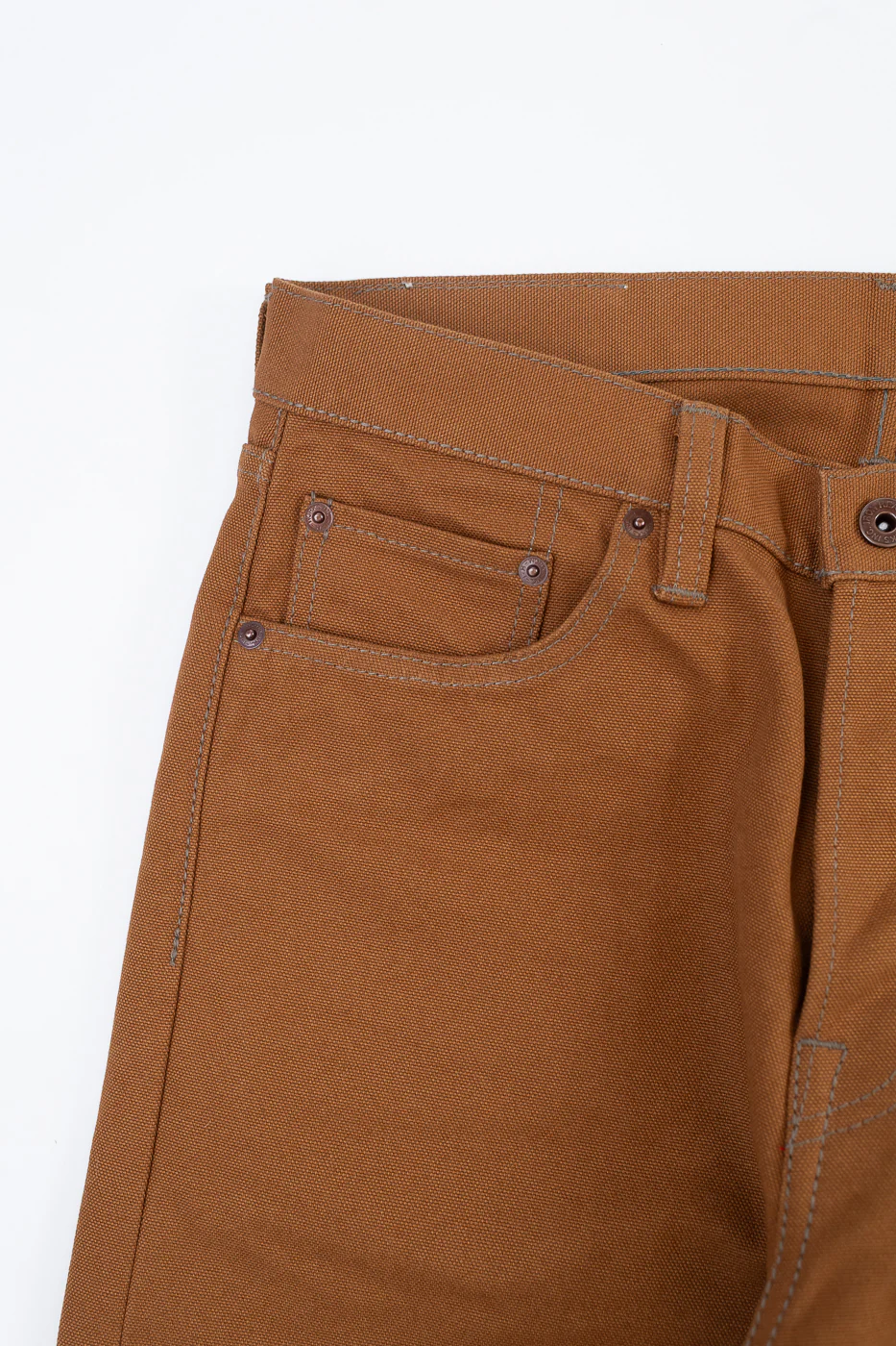 IH-666D - 17oz Duck Slim Straight Cut Jeans - Brown - Image 4