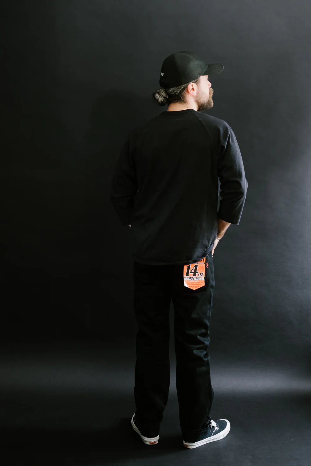 IH-666S-142bb - 14oz Selvedge Denim Slim Straight Cut Jeans - Black/Black - Image 10