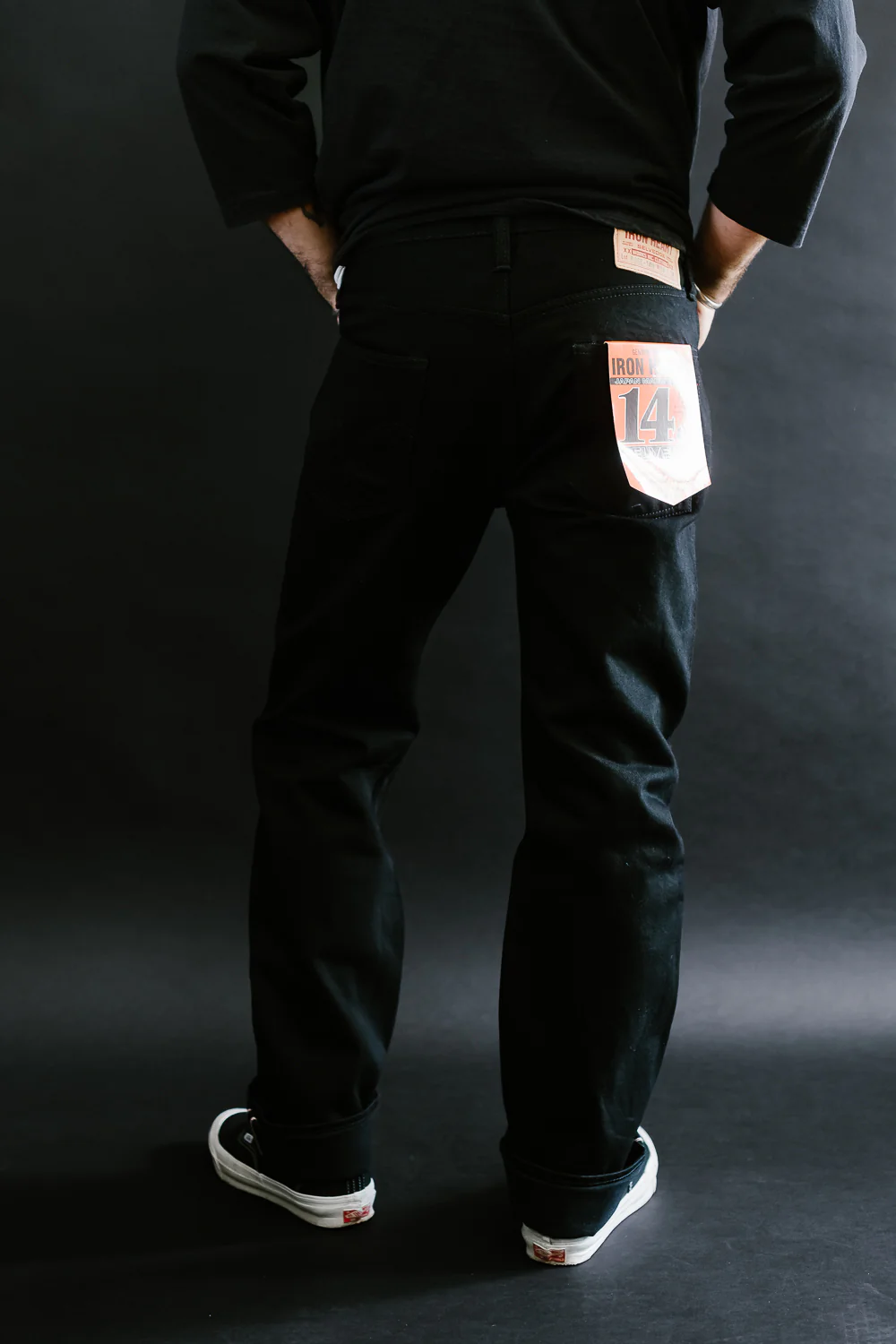 IH-666S-142bb - 14oz Selvedge Denim Slim Straight Cut Jeans - Black/Black - Image 15