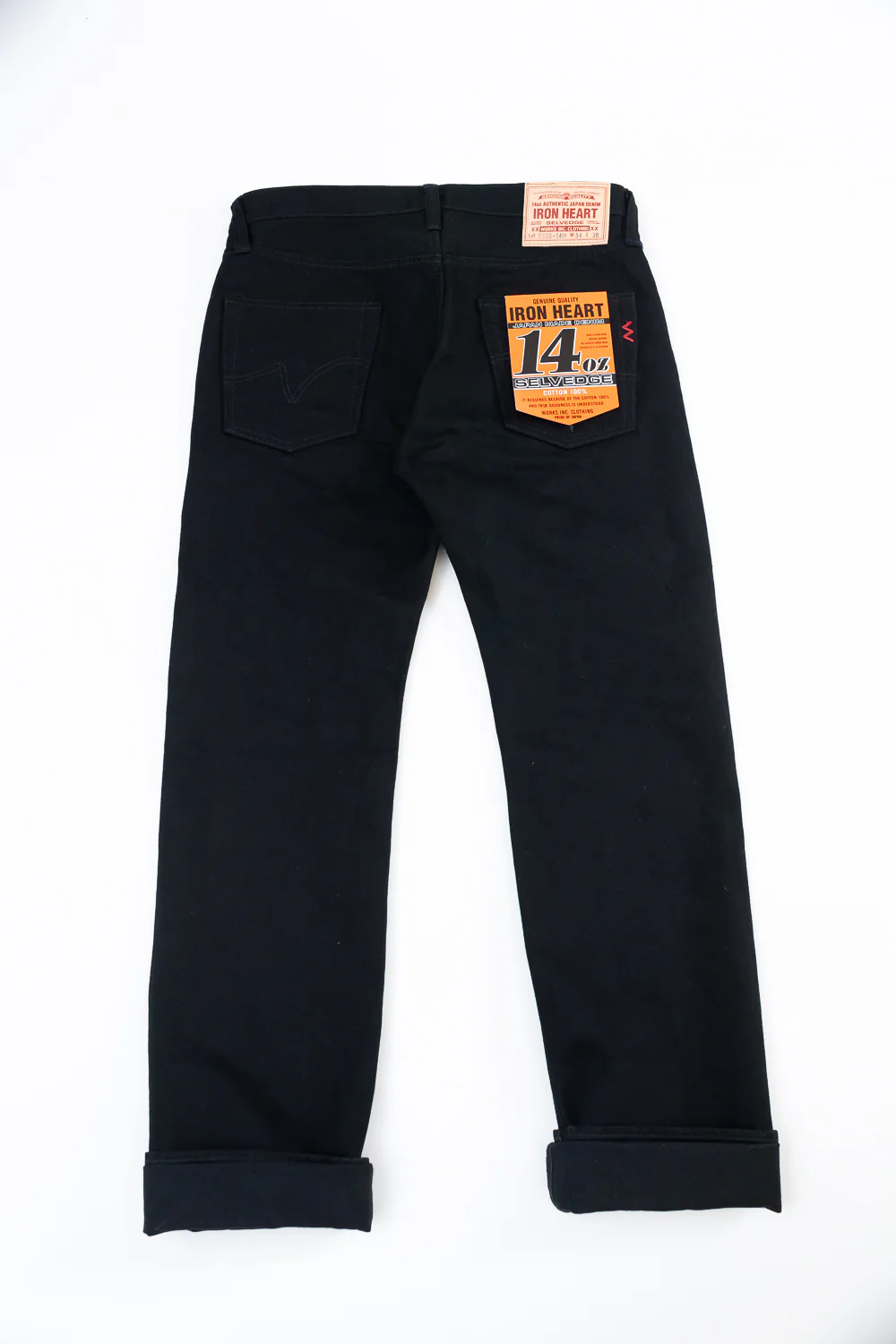 IH-666S-142bb - 14oz Selvedge Denim Slim Straight Cut Jeans - Black/Black - Image 3