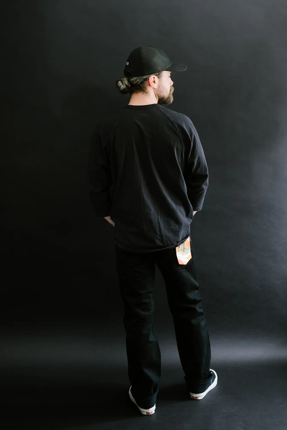 IH-666S-142bb - 14oz Selvedge Denim Slim Straight Cut Jeans - Black/Black - Image 9