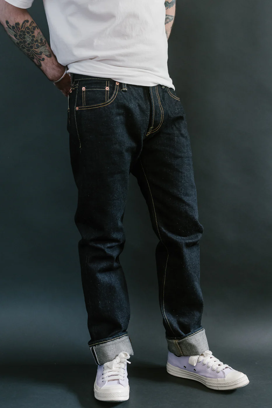 IH-777N - 17oz Selvedge Denim Slim Tapered Cut Jeans - Natural Indigo - Image 16