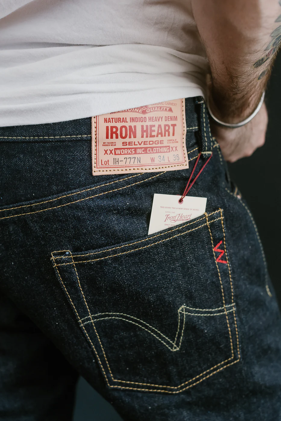 IH-777N - 17oz Selvedge Denim Slim Tapered Cut Jeans - Natural Indigo - Image 18