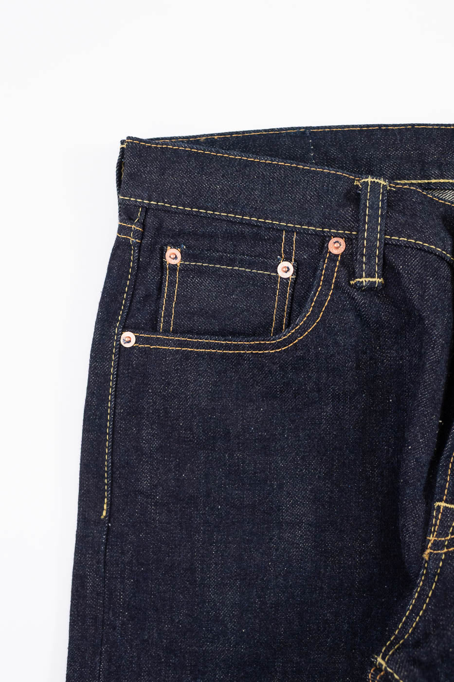 IH-777N - 17oz Selvedge Denim Slim Tapered Cut Jeans - Natural Indigo - Image 3