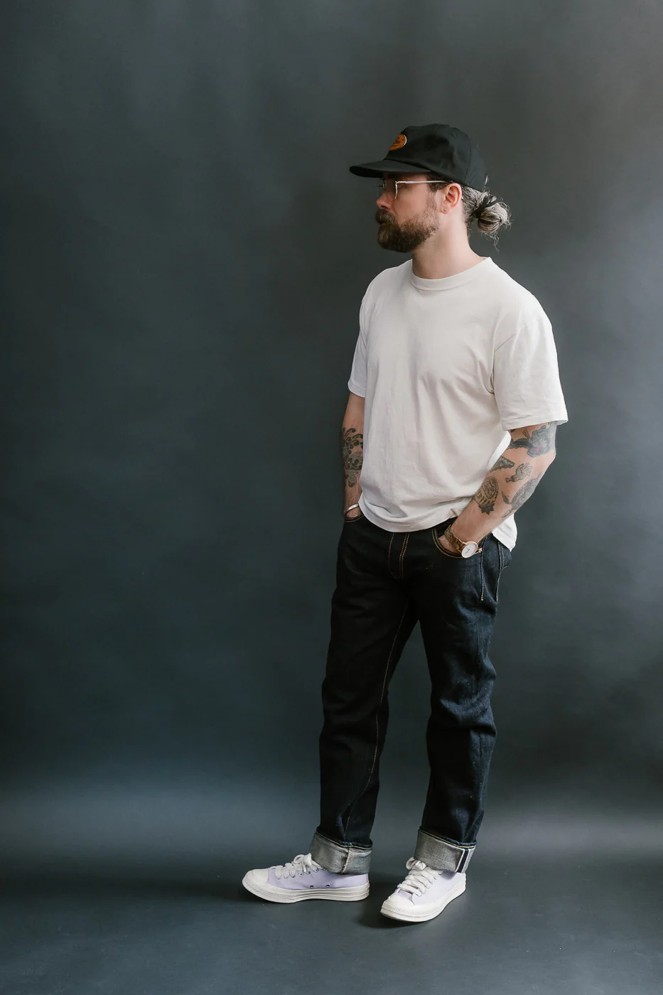 IH-777N - 17oz Selvedge Denim Slim Tapered Cut Jeans - Natural Indigo - Image 8