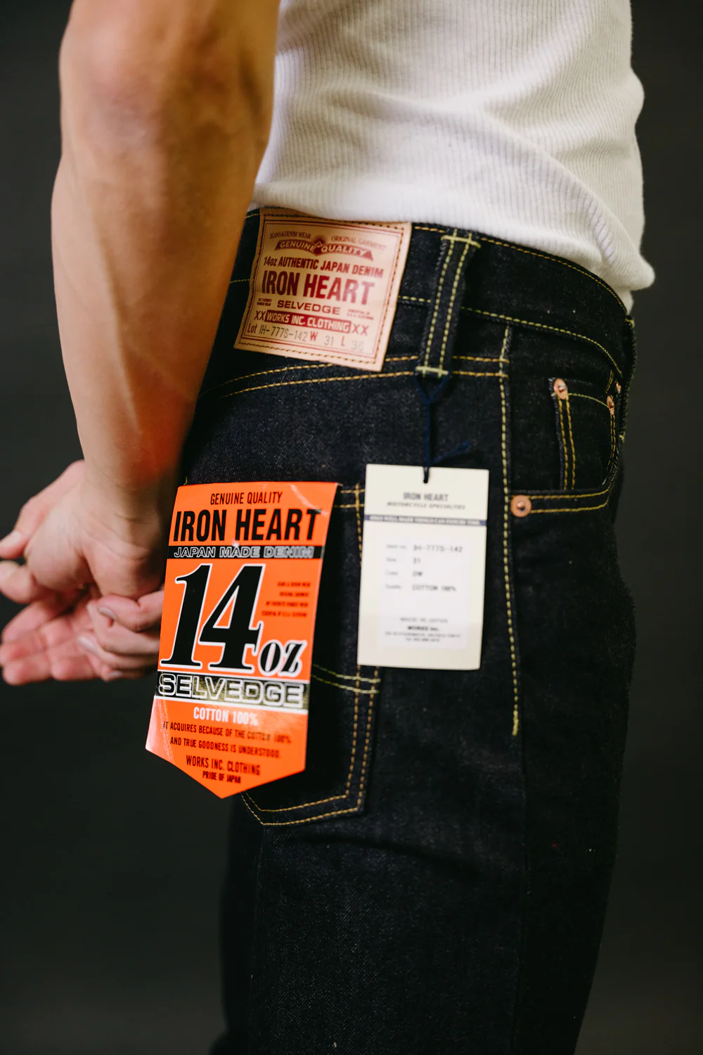 IH-777S-142 - 14oz Selvedge Denim Slim Tapered Jeans - Indigo - Image 15