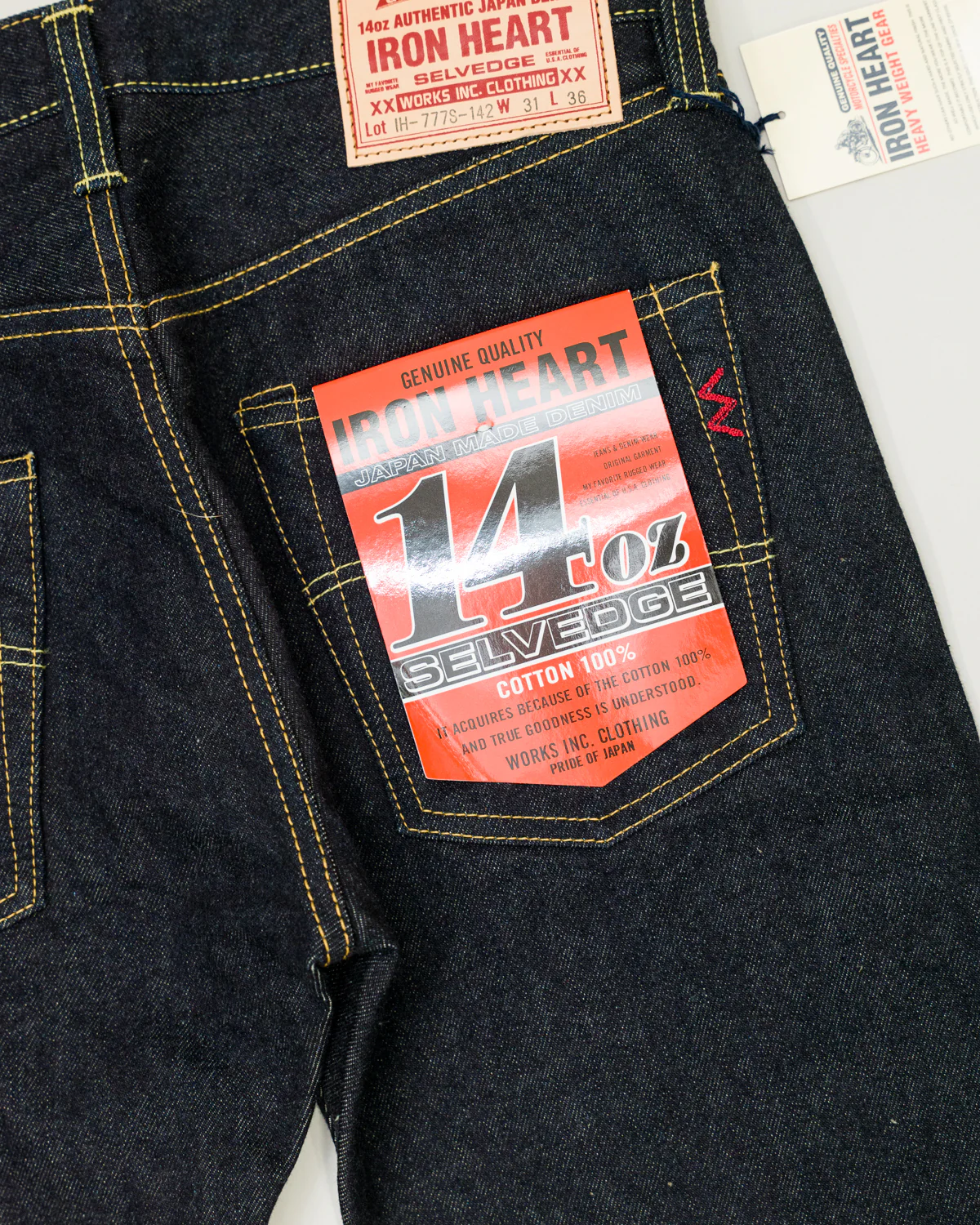IH-777S-142 - 14oz Selvedge Denim Slim Tapered Jeans - Indigo - Image 3