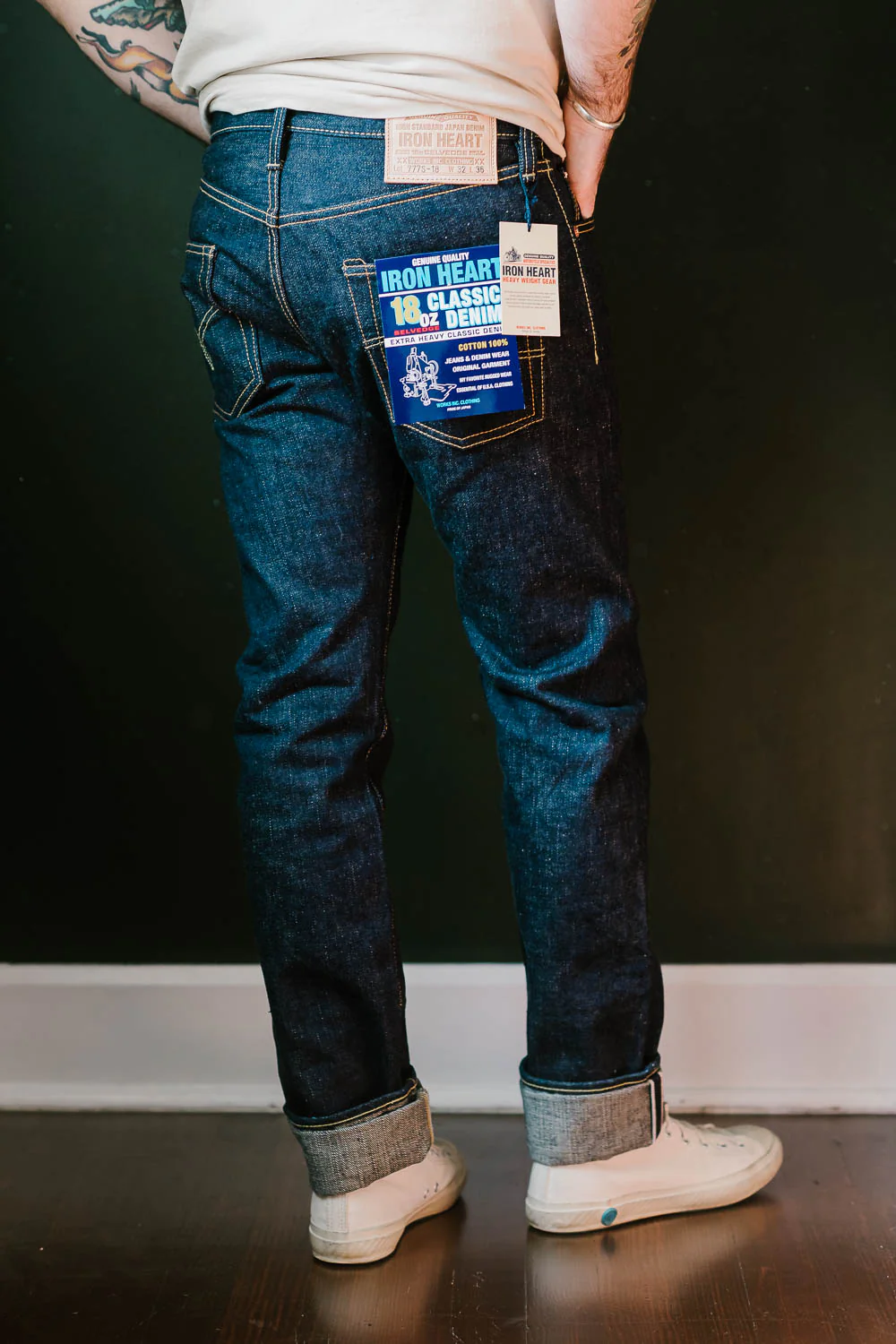 IH-777S-18 - 18oz Vintage Selvedge Denim Slim Tapered Cut Jeans - Indigo - Image 12