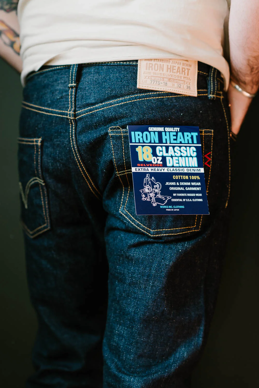 IH-777S-18 - 18oz Vintage Selvedge Denim Slim Tapered Cut Jeans - Indigo - Image 14
