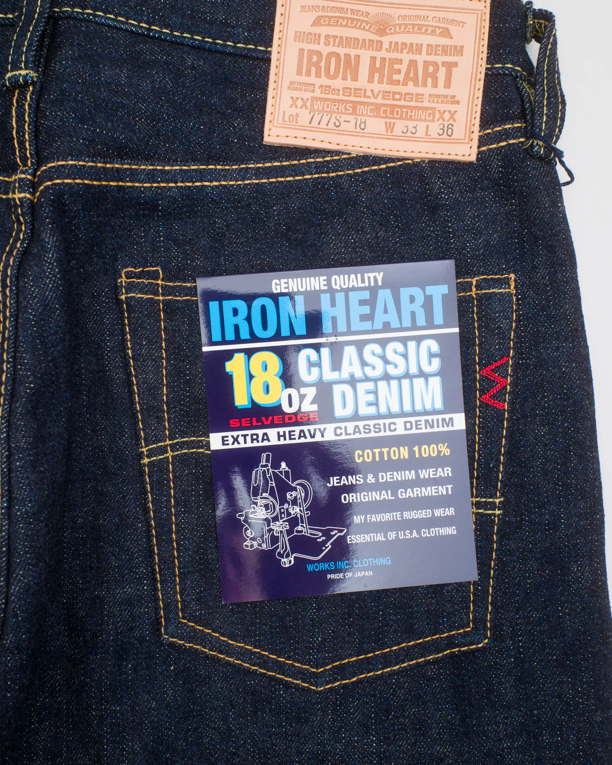 IH-777S-18 - 18oz Vintage Selvedge Denim Slim Tapered Cut Jeans - Indigo - Image 7