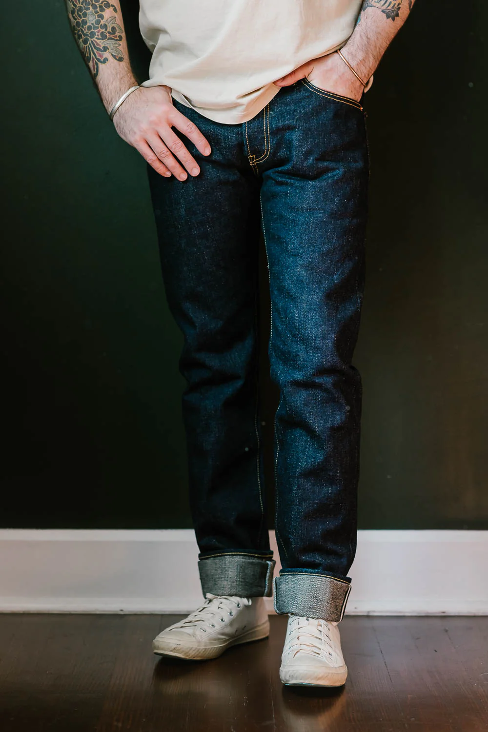 IH-777S-18 - 18oz Vintage Selvedge Denim Slim Tapered Cut Jeans - Indigo - Image 9