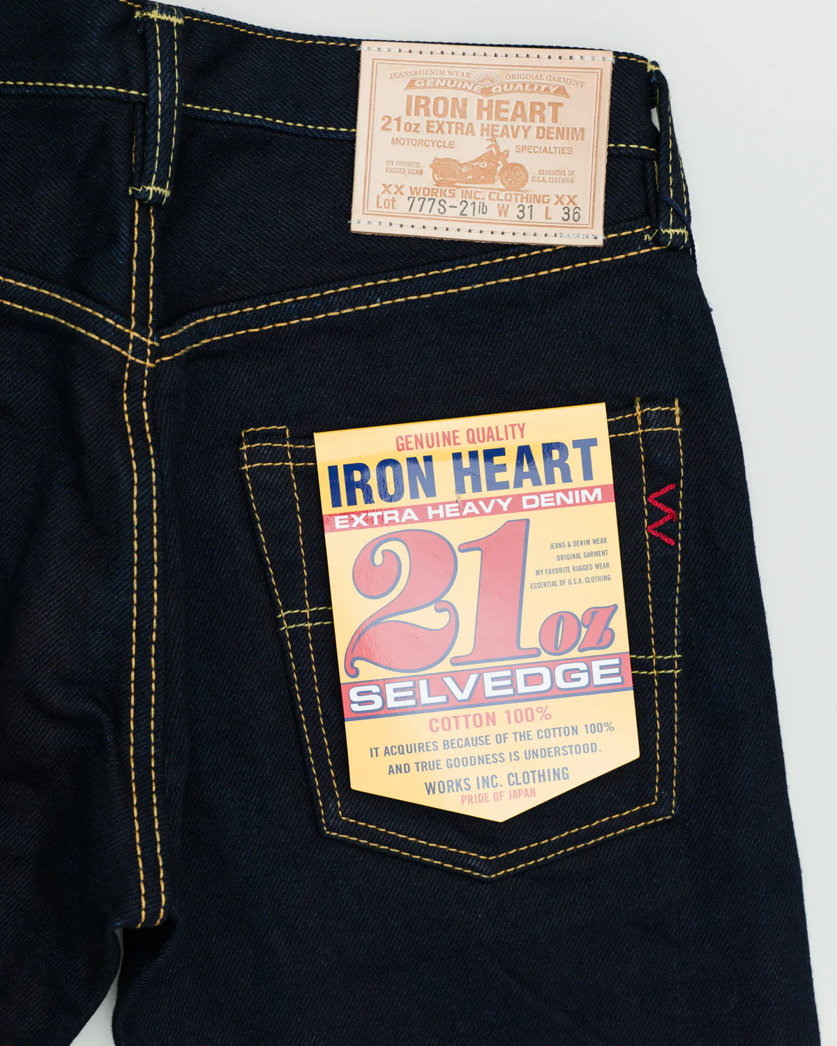 IH-777S-21ib - 21oz Selvedge Denim Slim Tapered Cut Jeans - Indigo/Black - Image 4