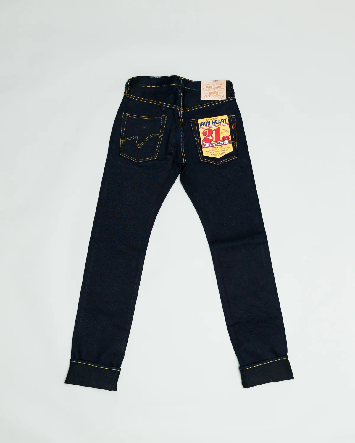 IH-777S-21ib - 21oz Selvedge Denim Slim Tapered Cut Jeans - Indigo/Black - Image 6