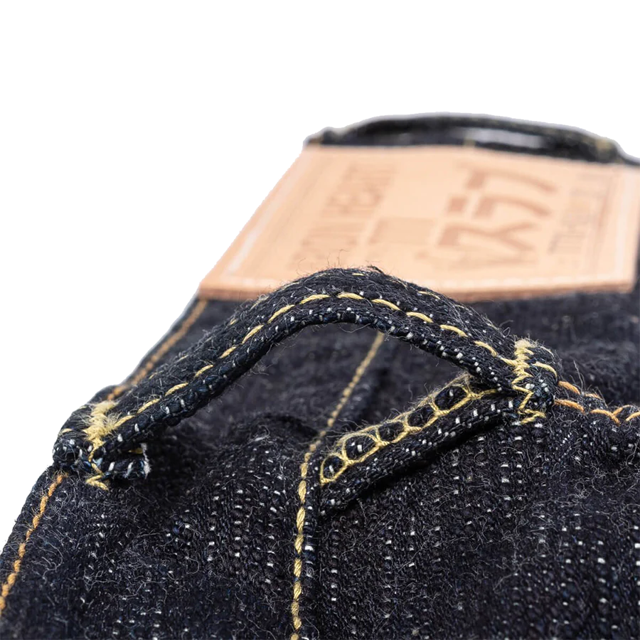 IH-777S-SLB - 16oz Slubby Selvedge Denim Slim Tapered Cut Jeans - Indigo - Image 3