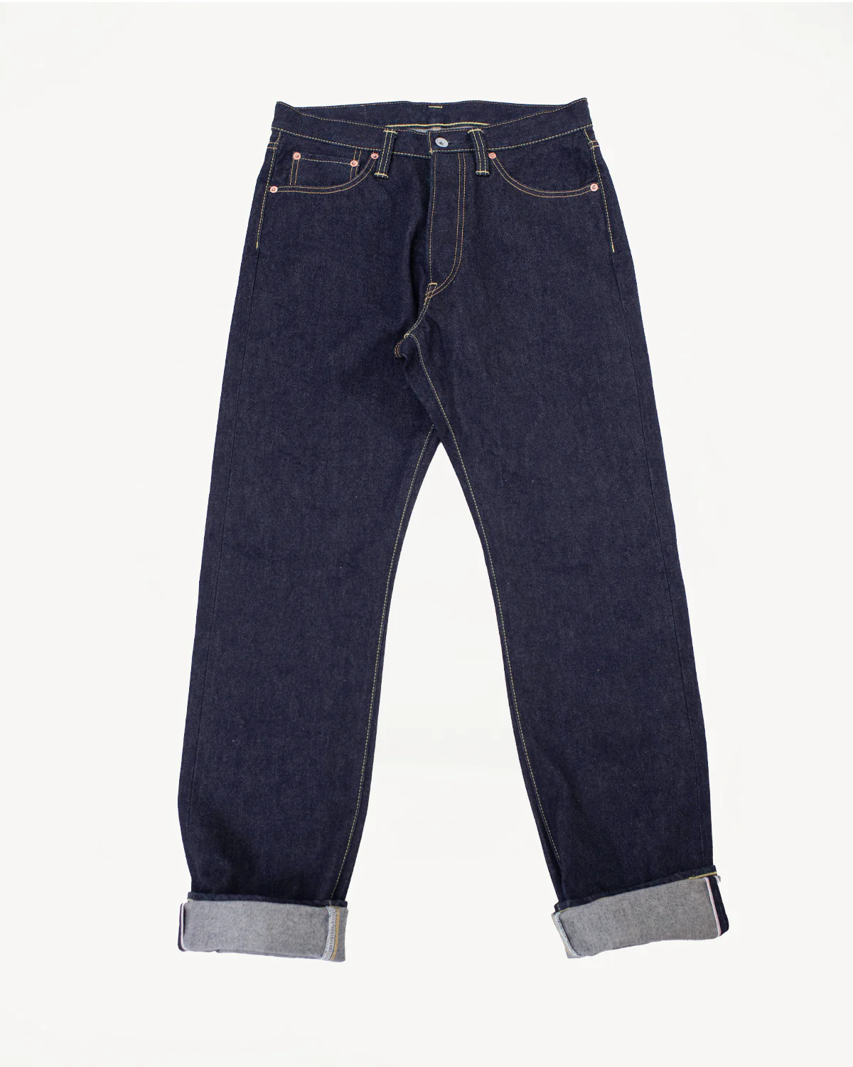 IH-888S-142 - 14oz Selvedge Denim Medium/High Rise Tapered Cut Jeans - Indigo