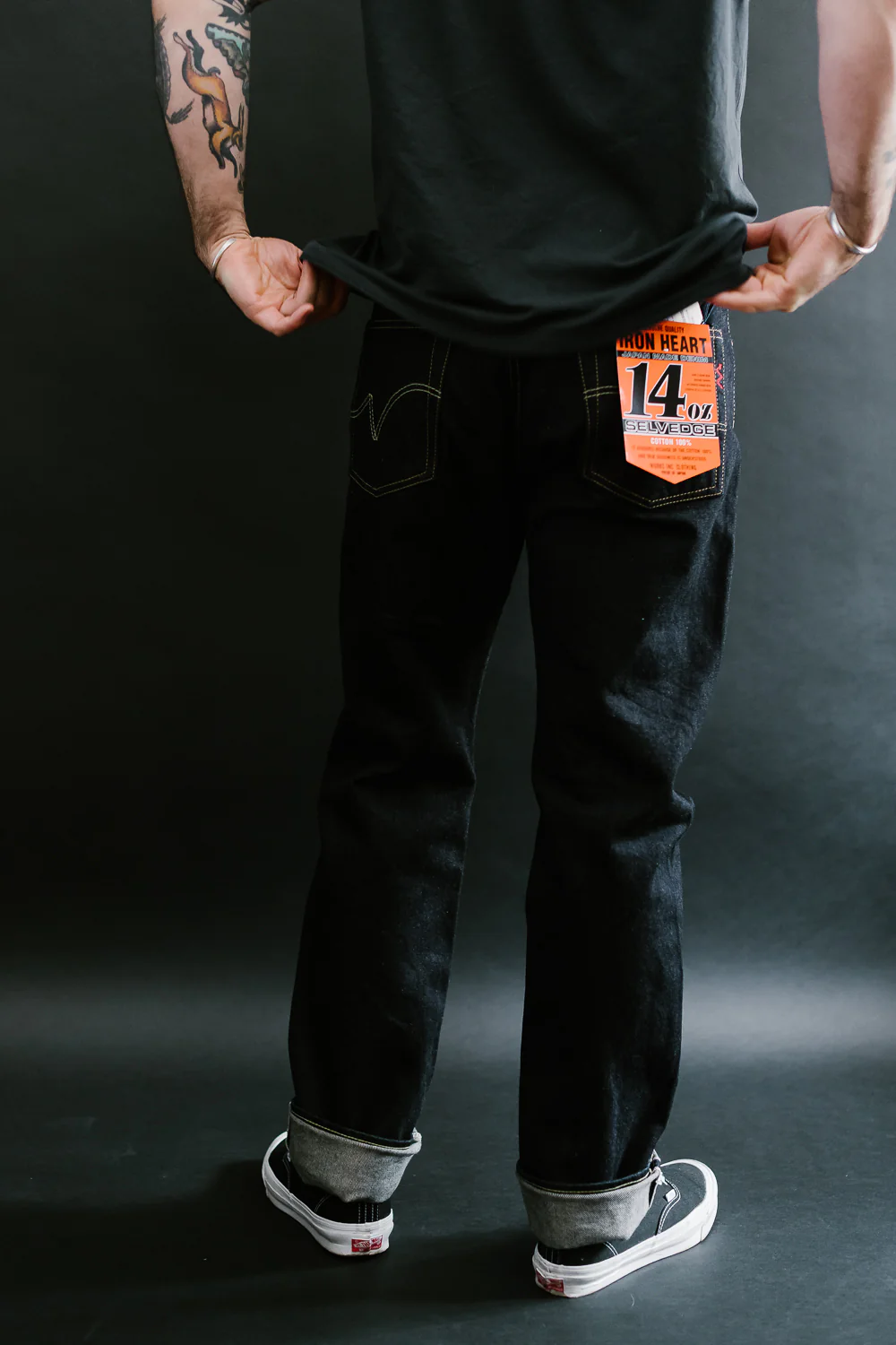 IH-888S-142 - 14oz Selvedge Denim Medium/High Rise Tapered Cut Jeans - Indigo - Image 16